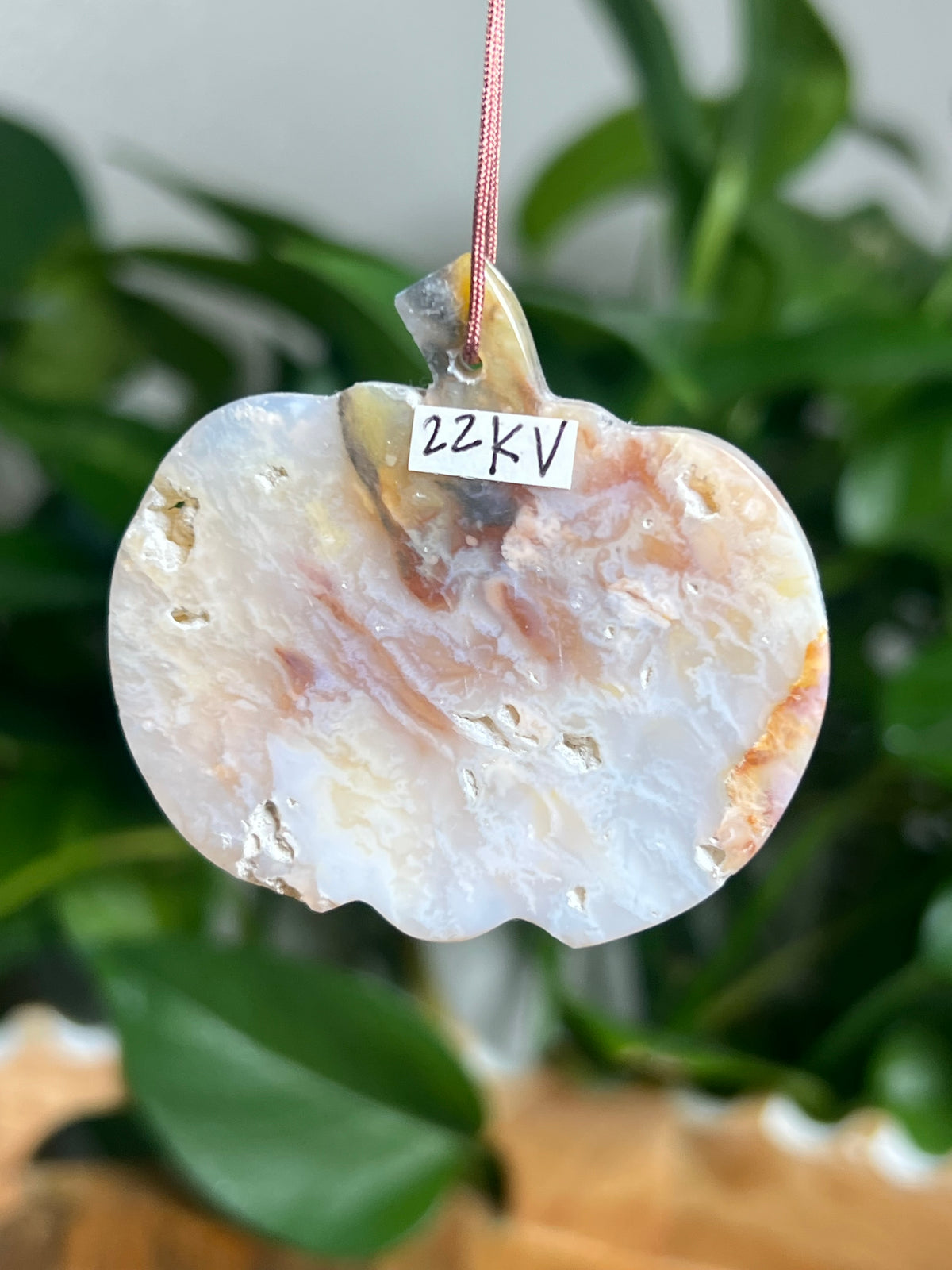 Rainbow Plume Agate Ornament Pumpkin: KV