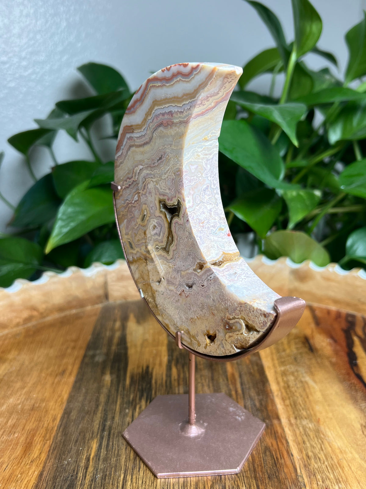 Crazy Lace Agate Large Moon: YP
