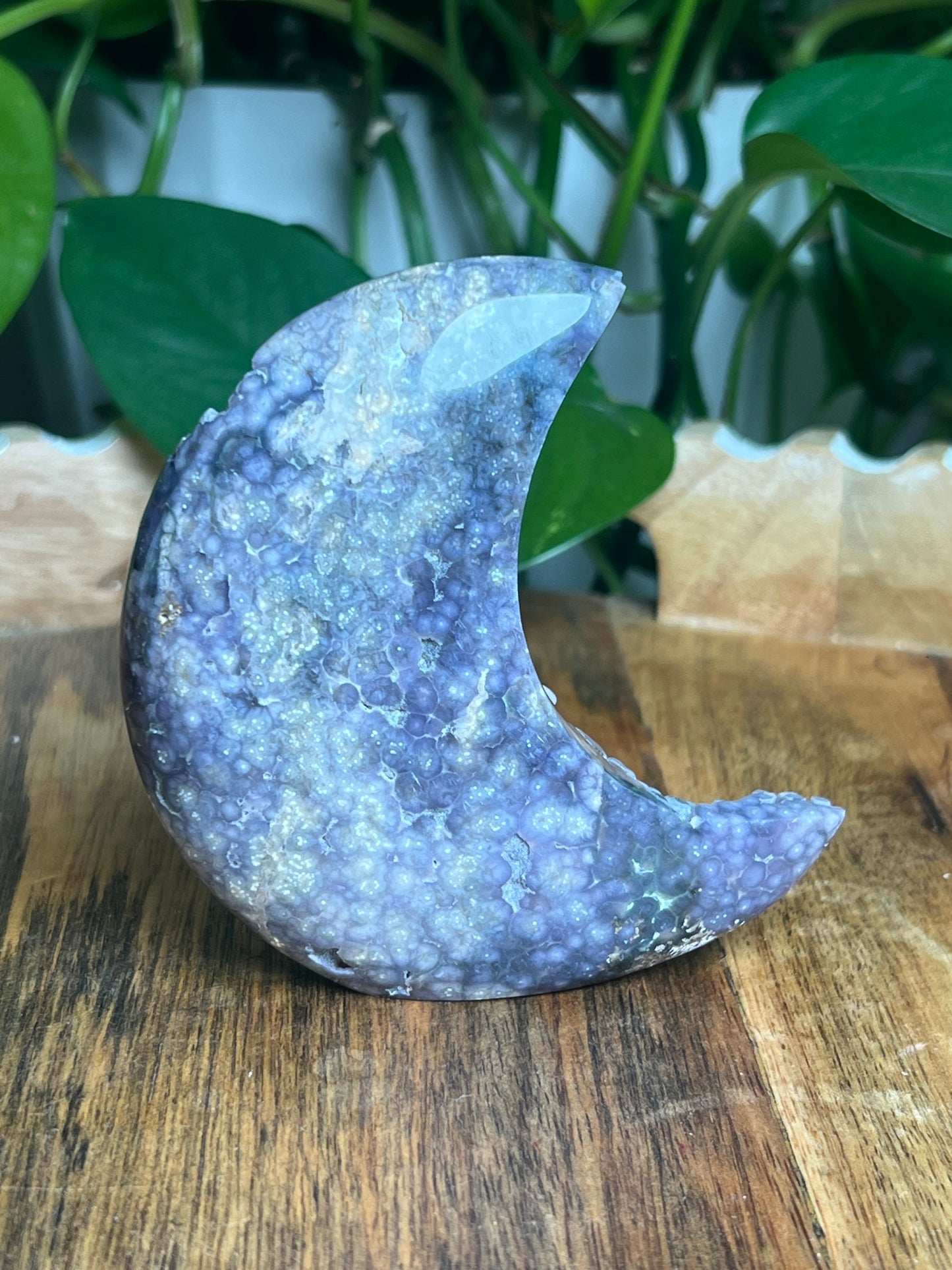 Grape Agate Self-Standing Moon: GB