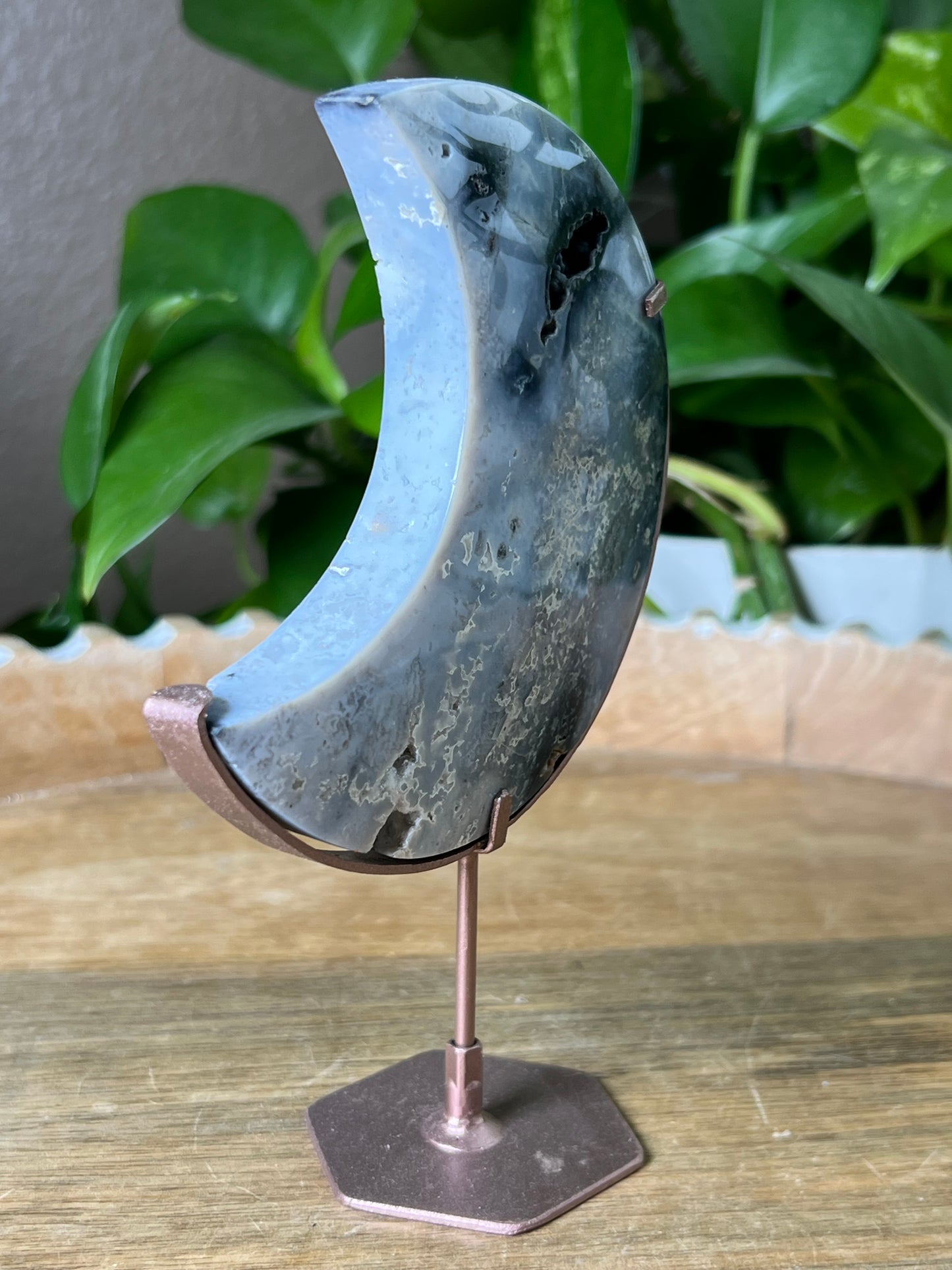 Blue Plume Agate Moon