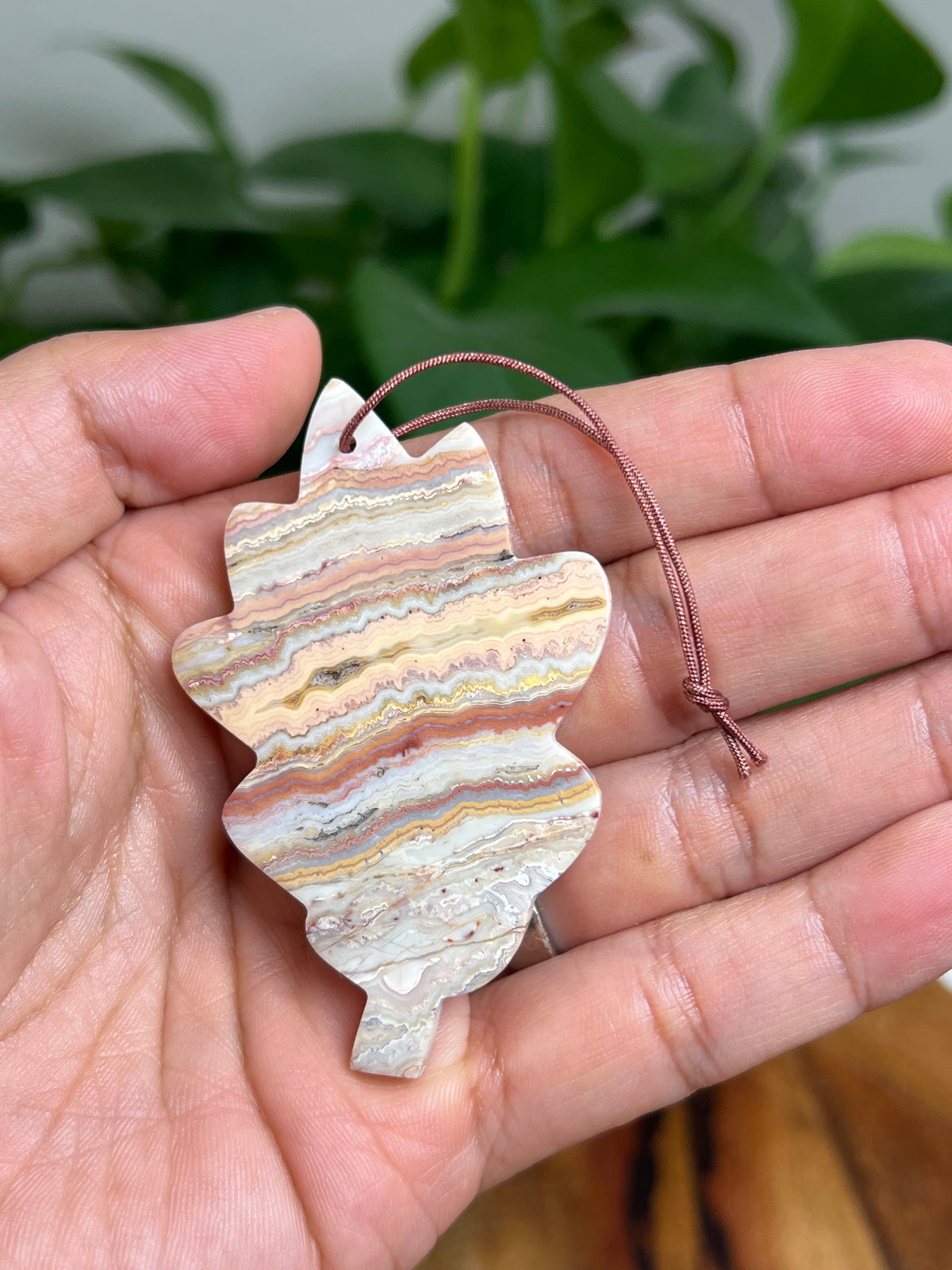Crazy Lace Agate Ornament Leaf: BA