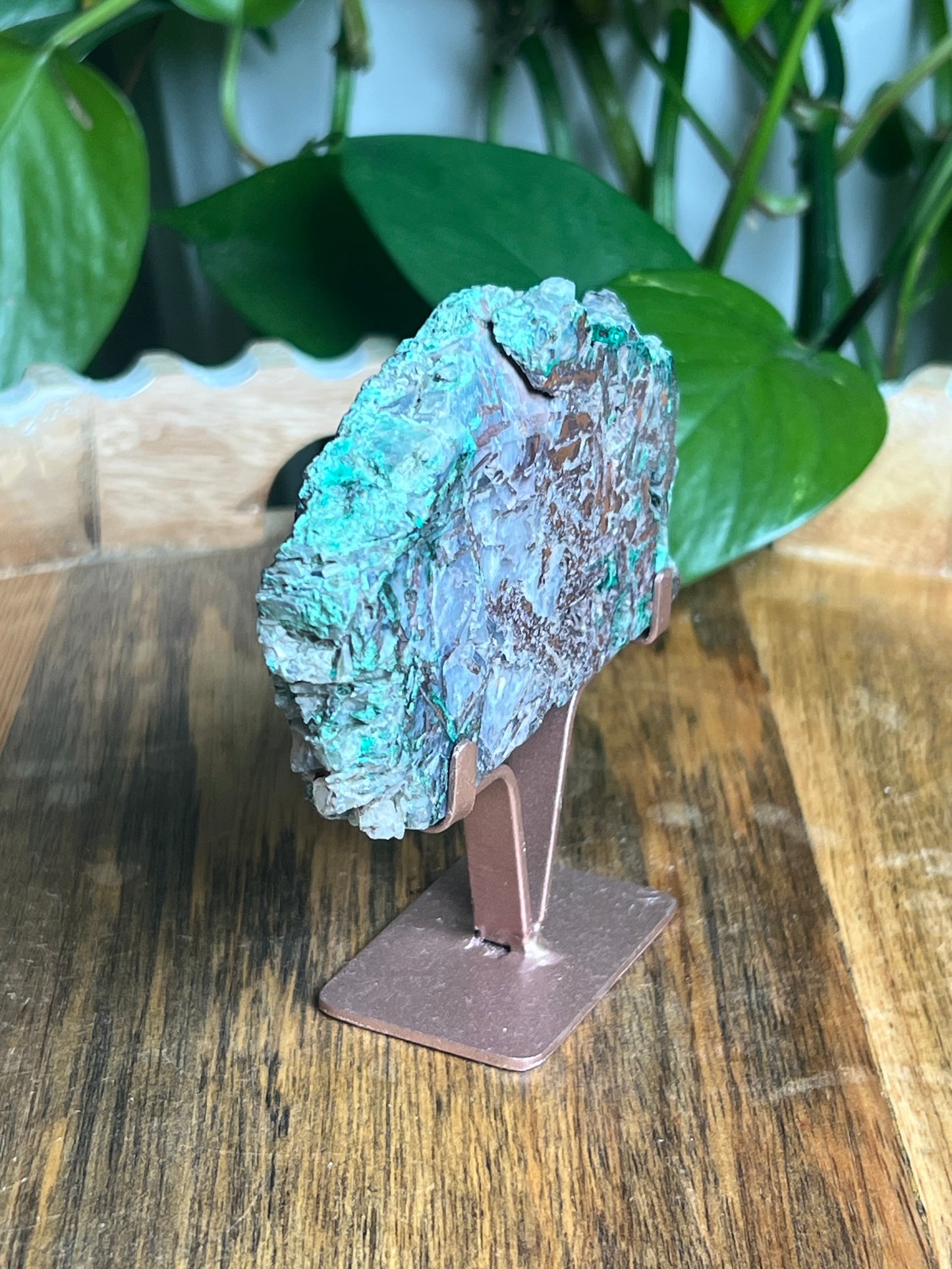 Copper In Malachite Chrysocolla and Chalcedony Slab: M