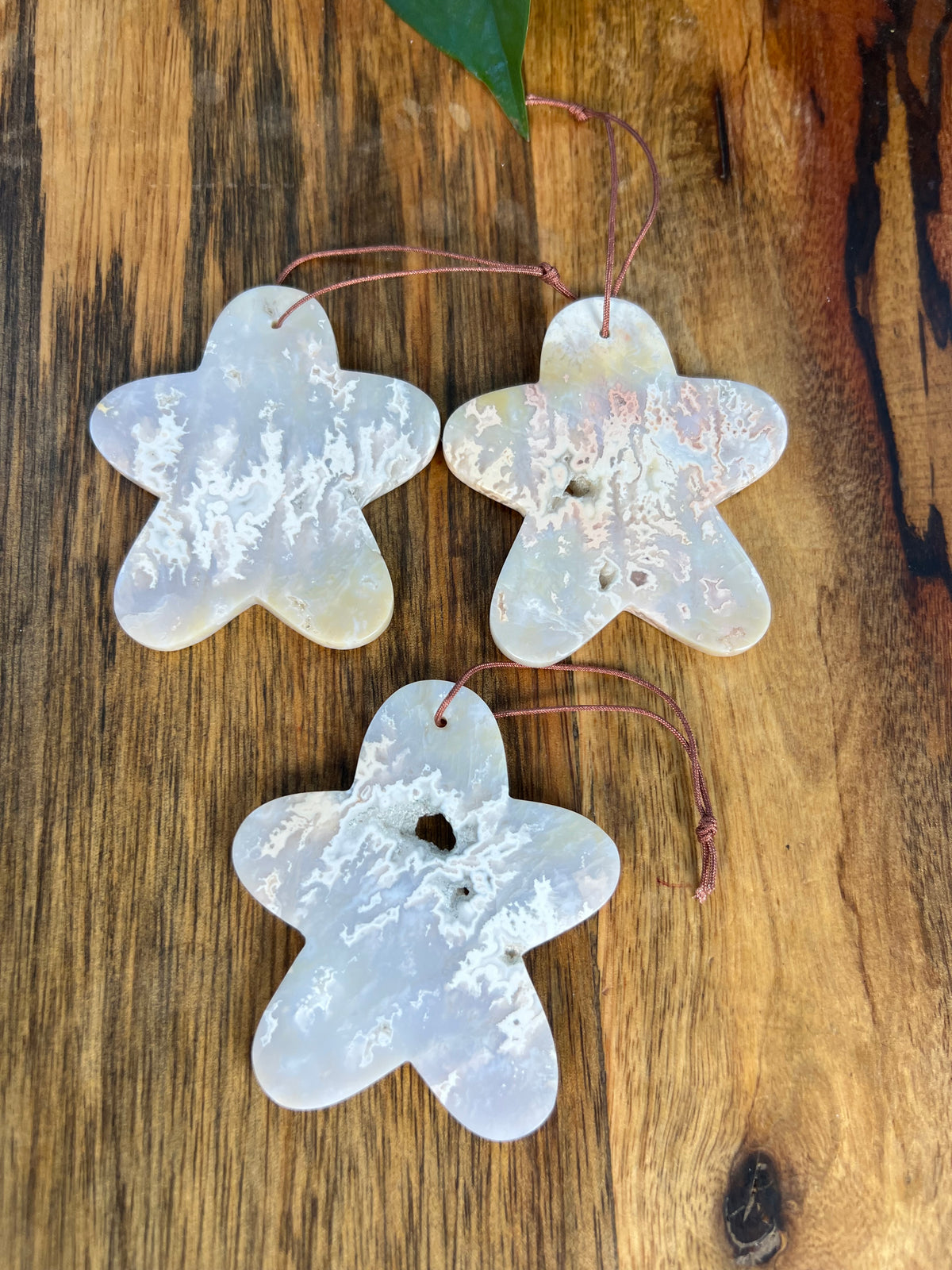 Winter Plume Agate Gingerbread Ornaments