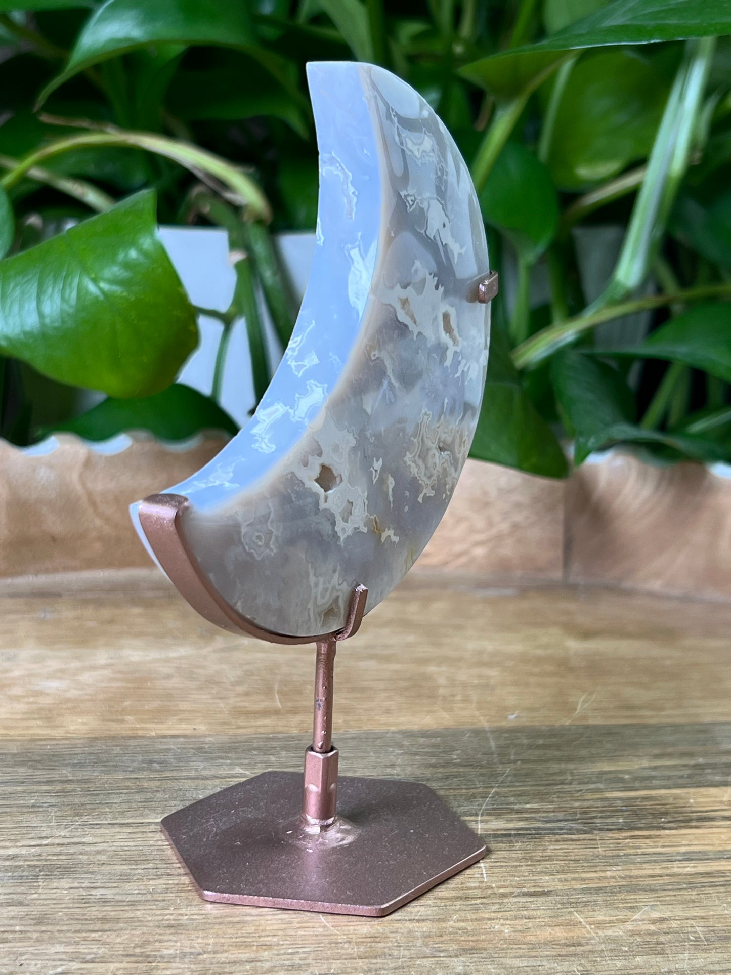 Winter Plume Agate Moon