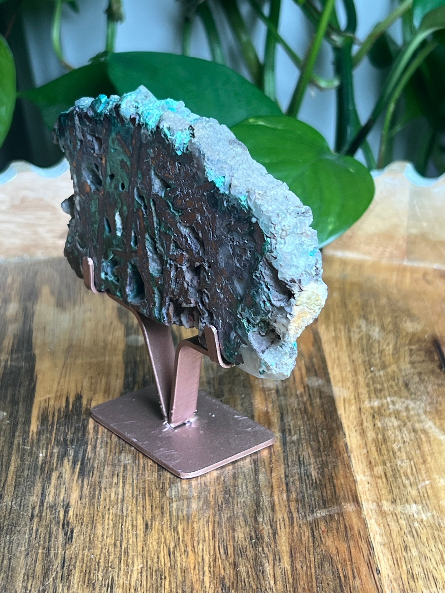 Copper In Malachite Chrysocolla and Chalcedony Slab: I