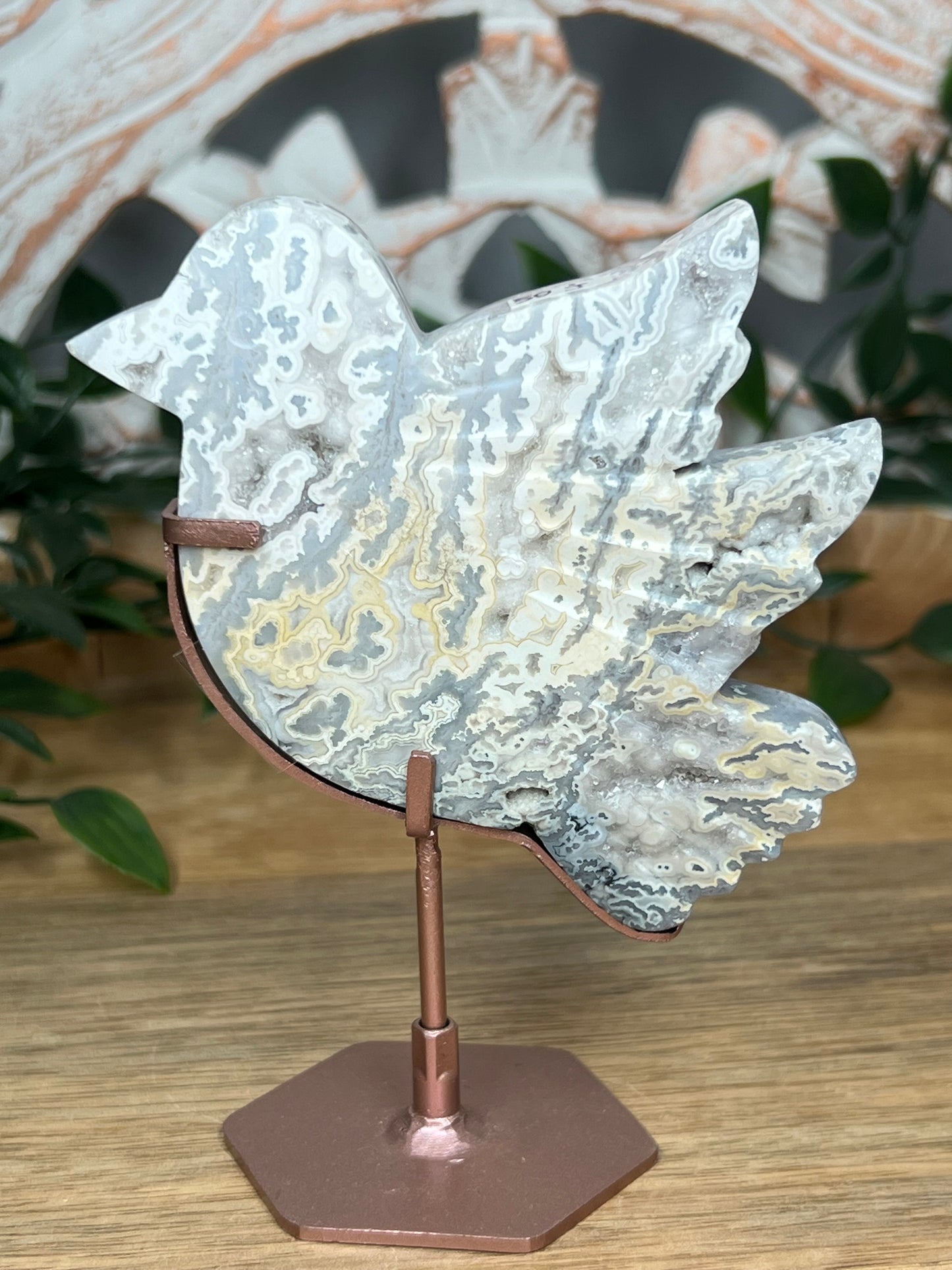 Blue Plume Agate Bird