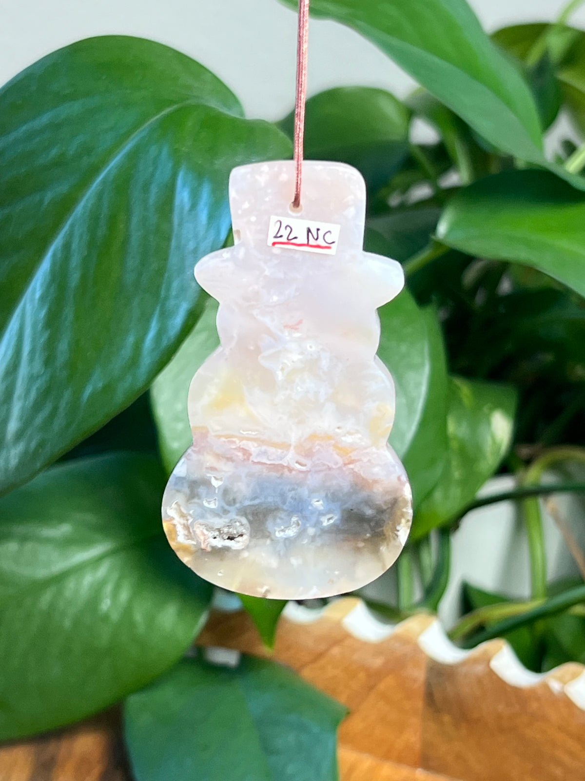 Rainbow Plume Agate Snowman Ornaments