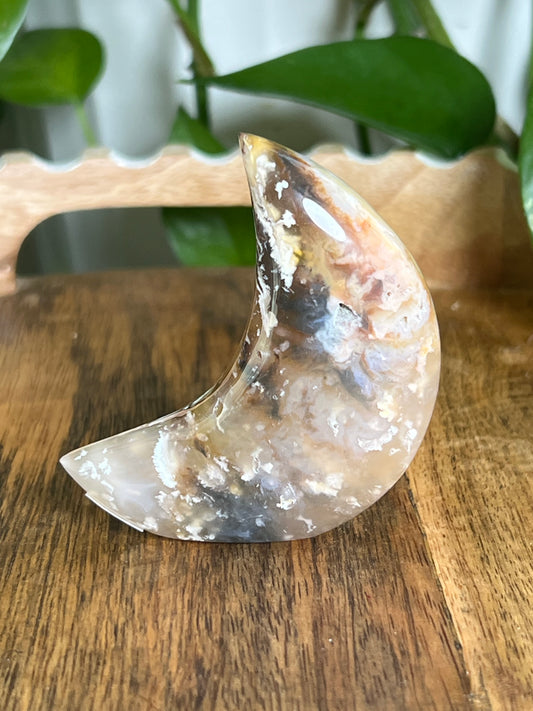 Rainbow Plume Agate Moon: K