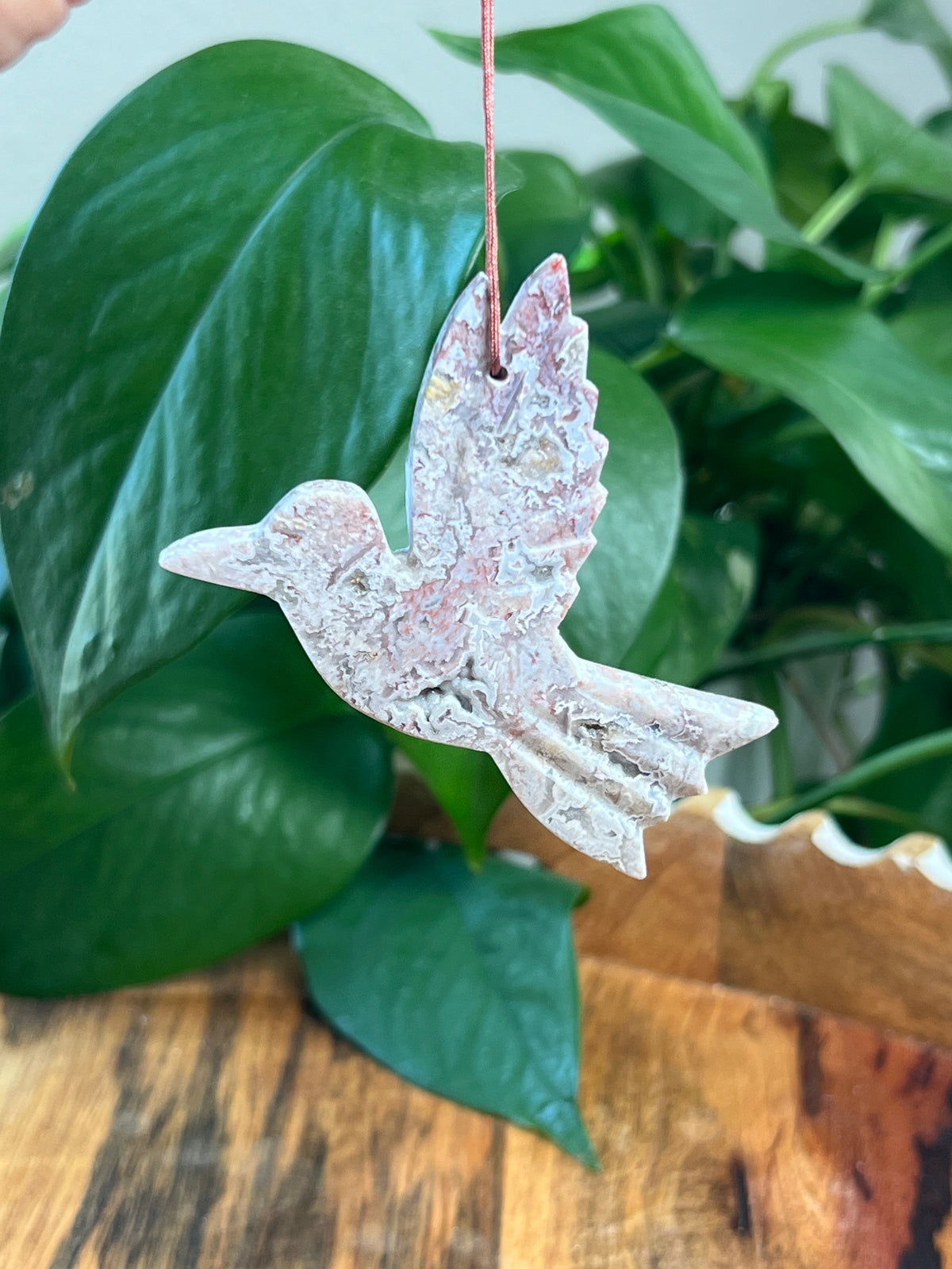 Sumatra Plume Agate Hummingbird Ornaments