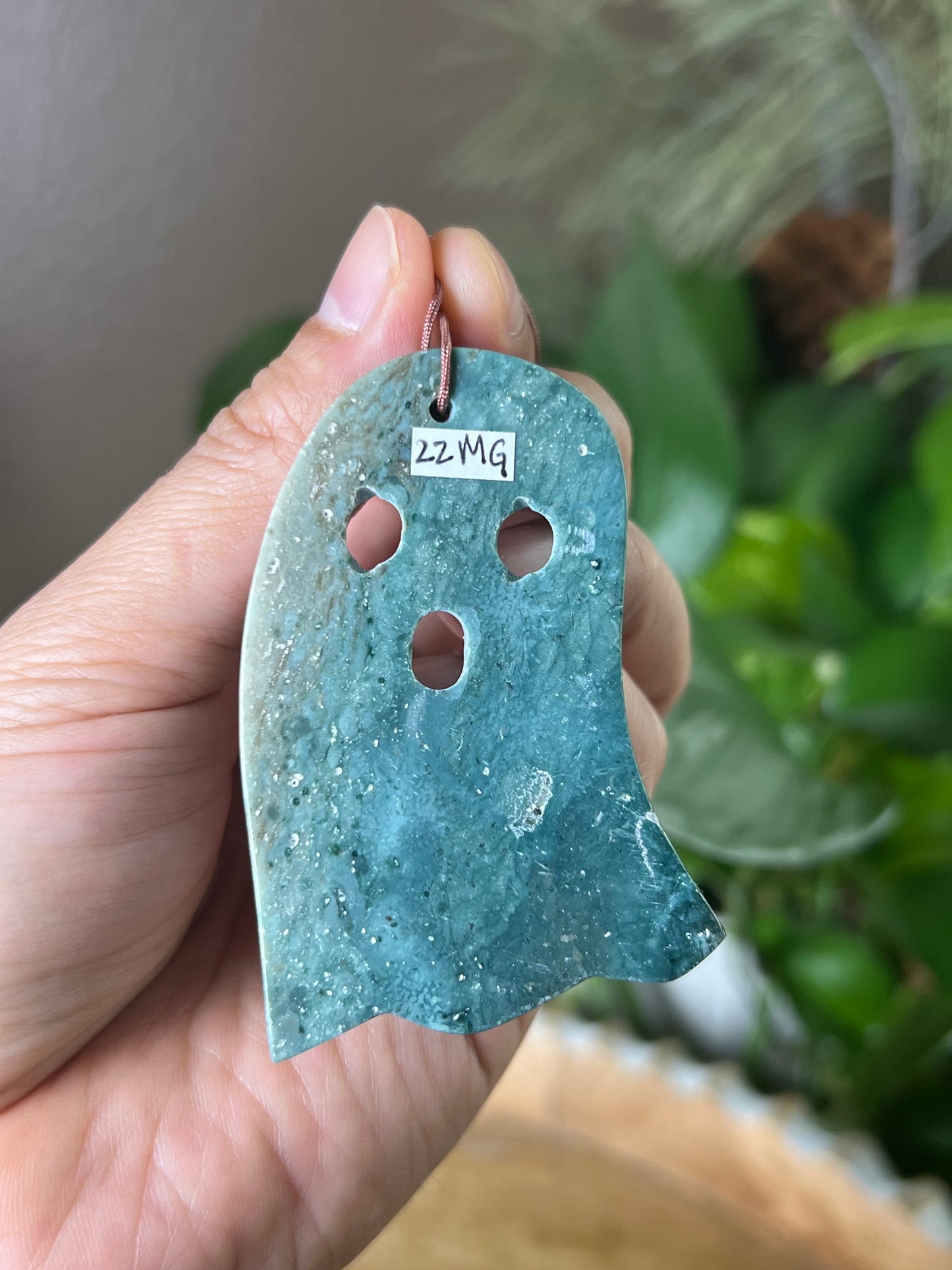 Blue Green Jasper Ghost Ornament