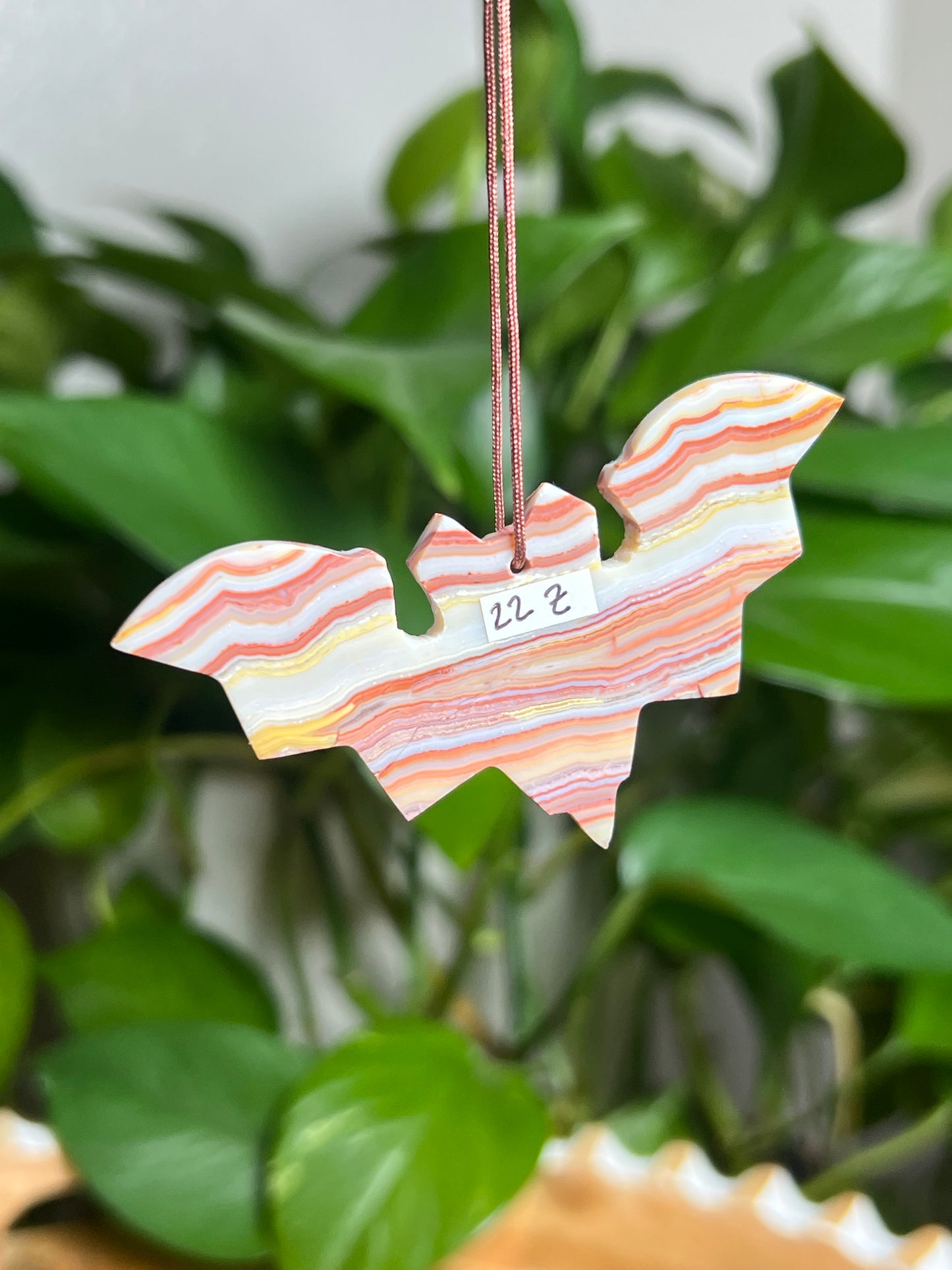 Crazy Lace Agate Ornament Bat: Z