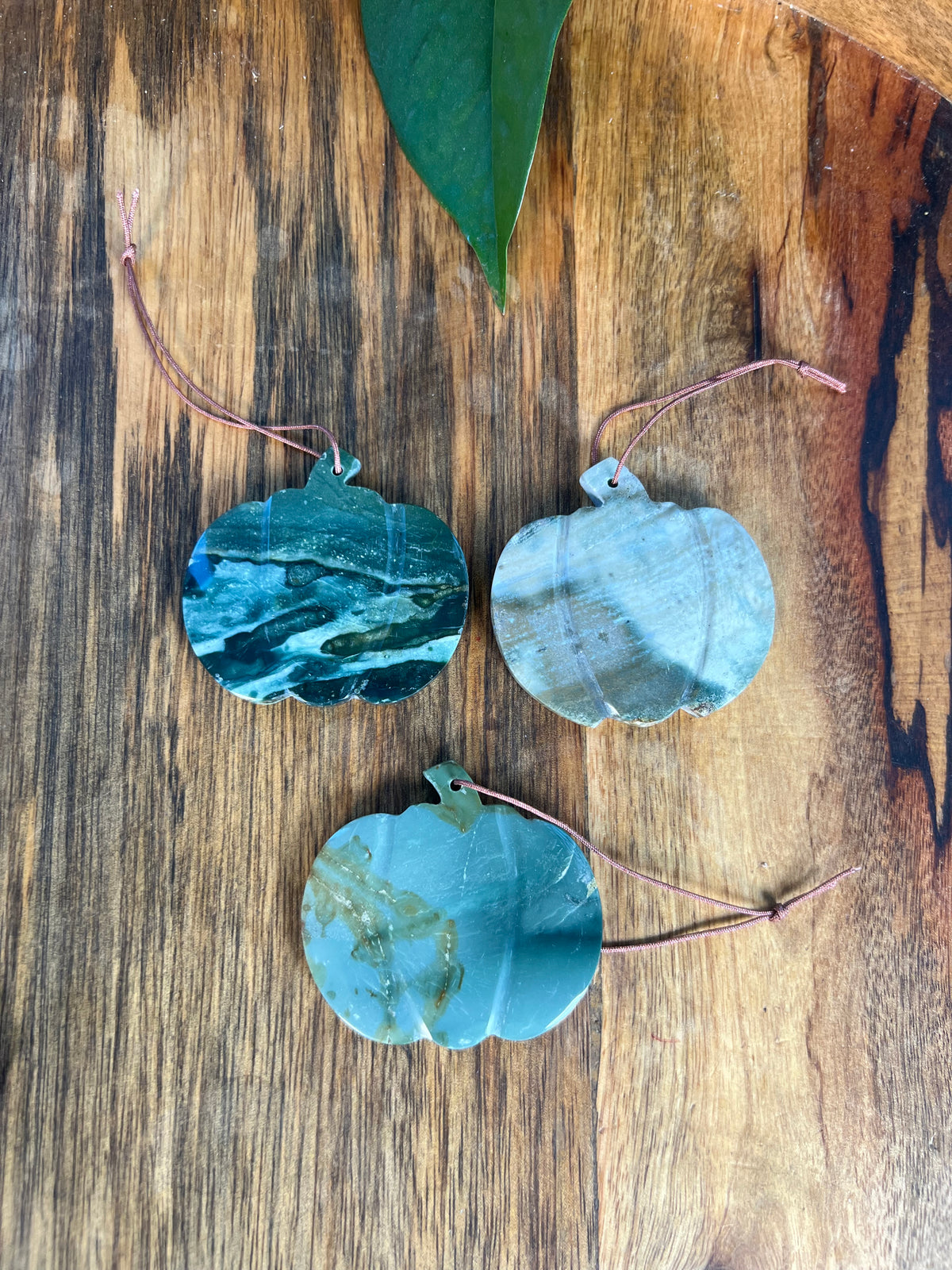 Blue Green Jasper Pumpkin Ornaments