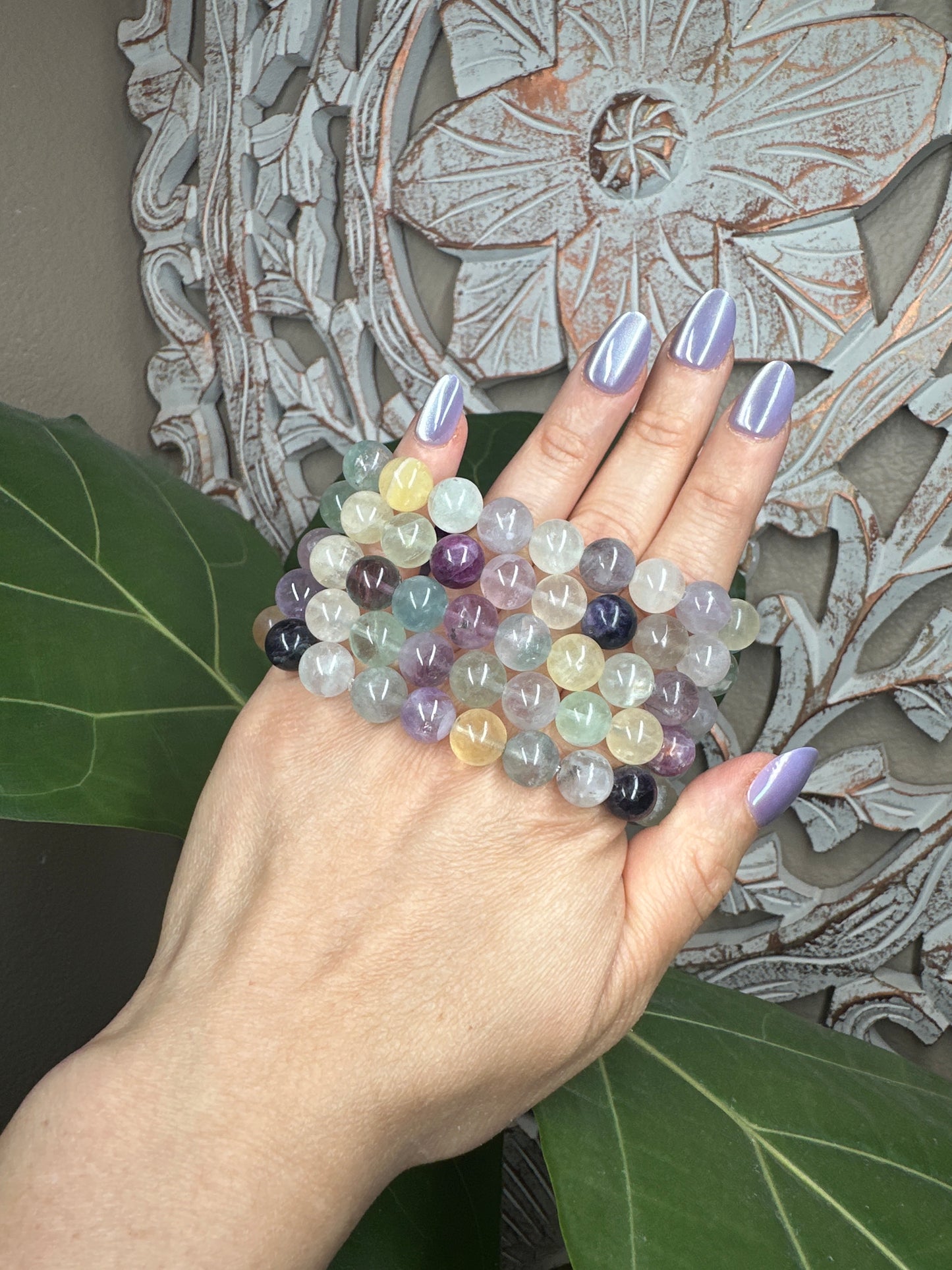 Rainbow Fluorite Beaded Bracelet (10mm)