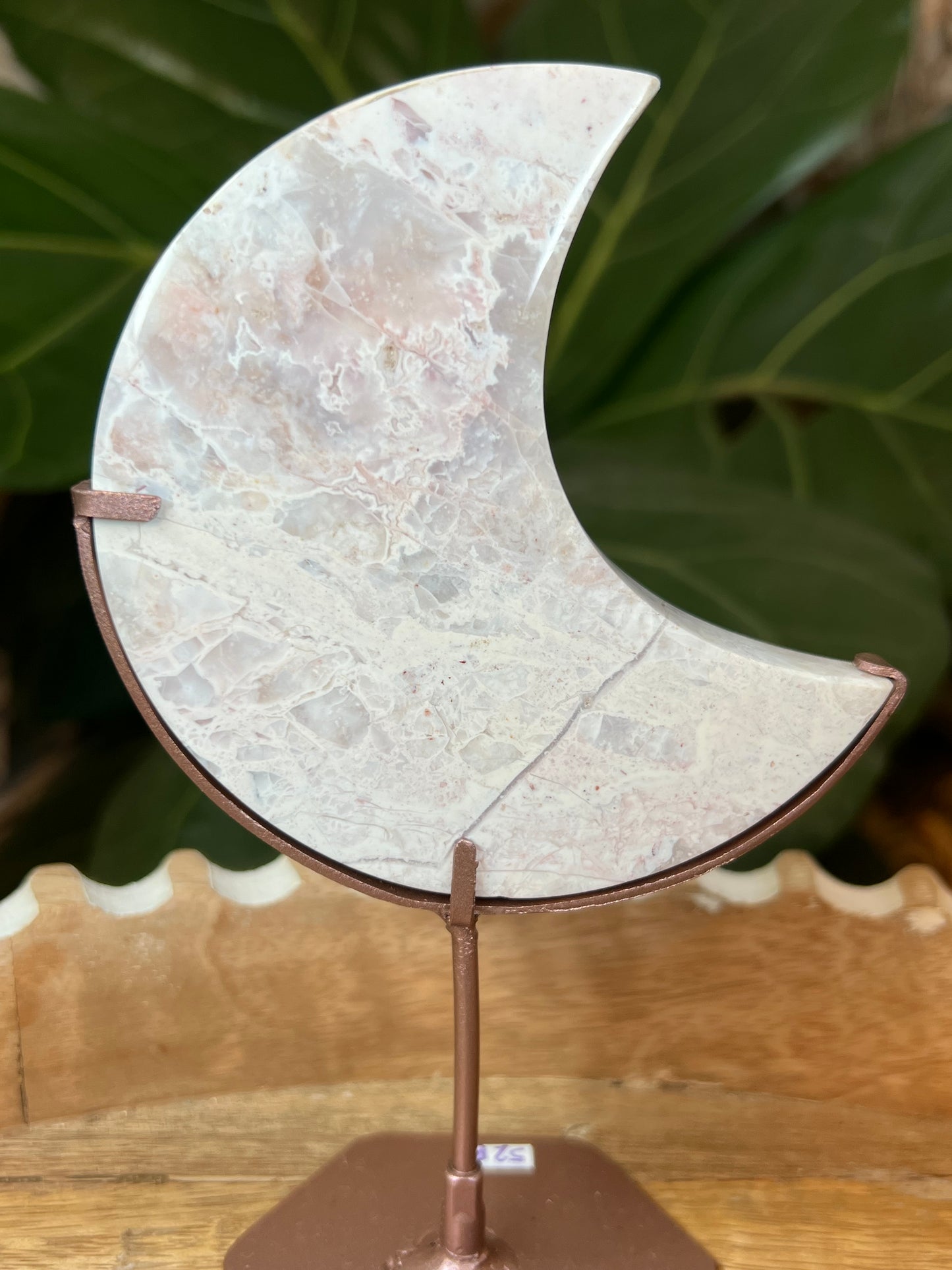Pink Plume Agate Moon