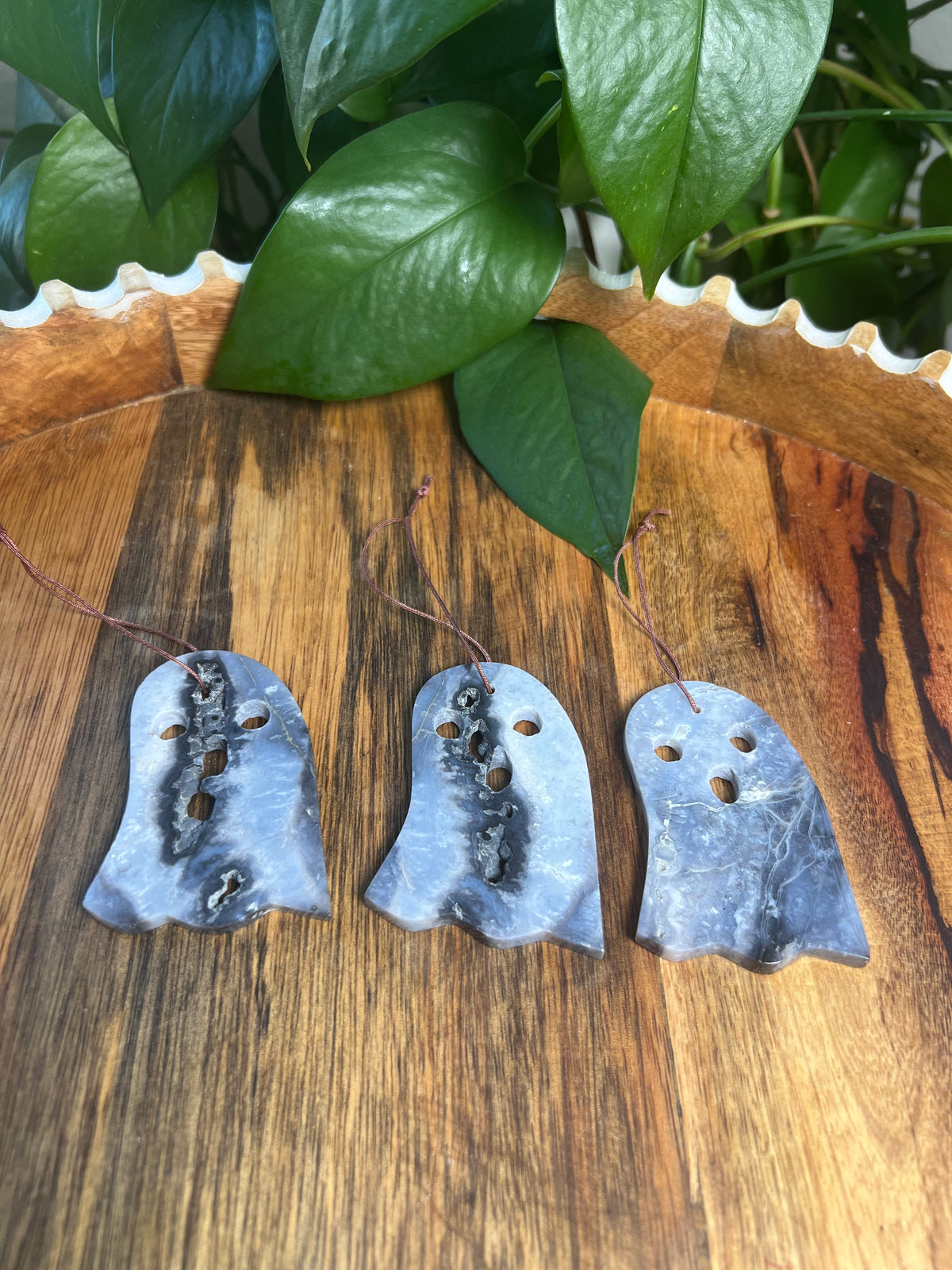 Blue Plume Agate Ghost Ornaments