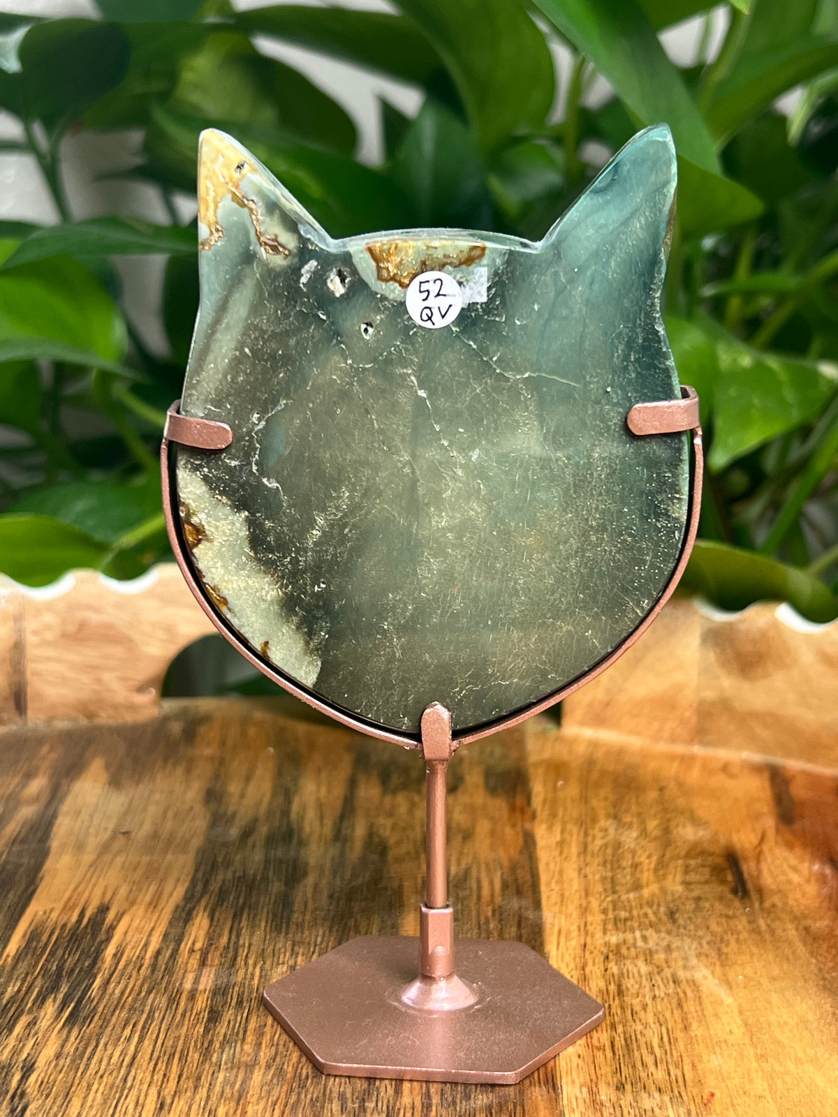 Blue Green Jasper Cat Head: QV