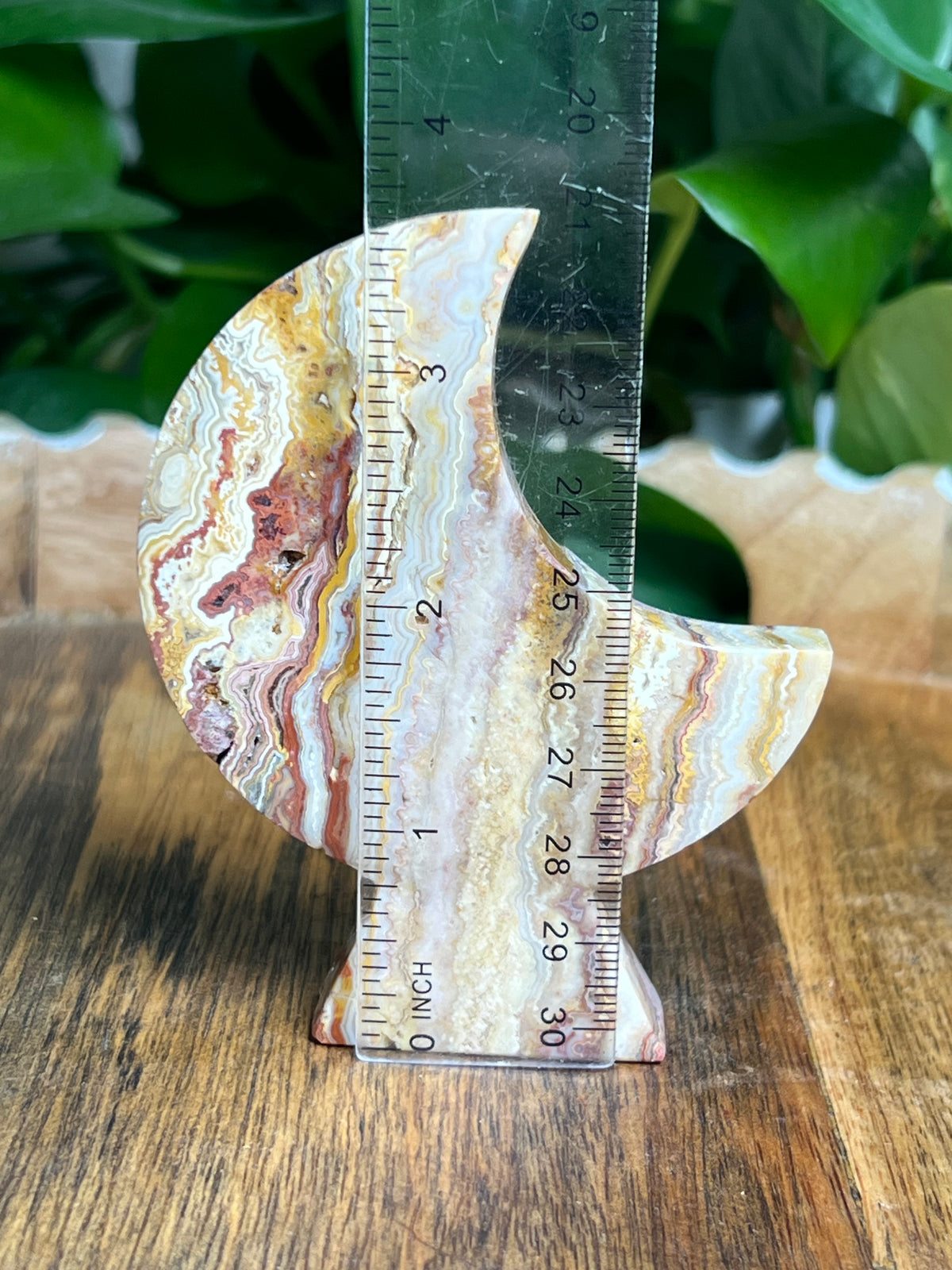 Crazy Lace Agate Self Standing Moon: Z