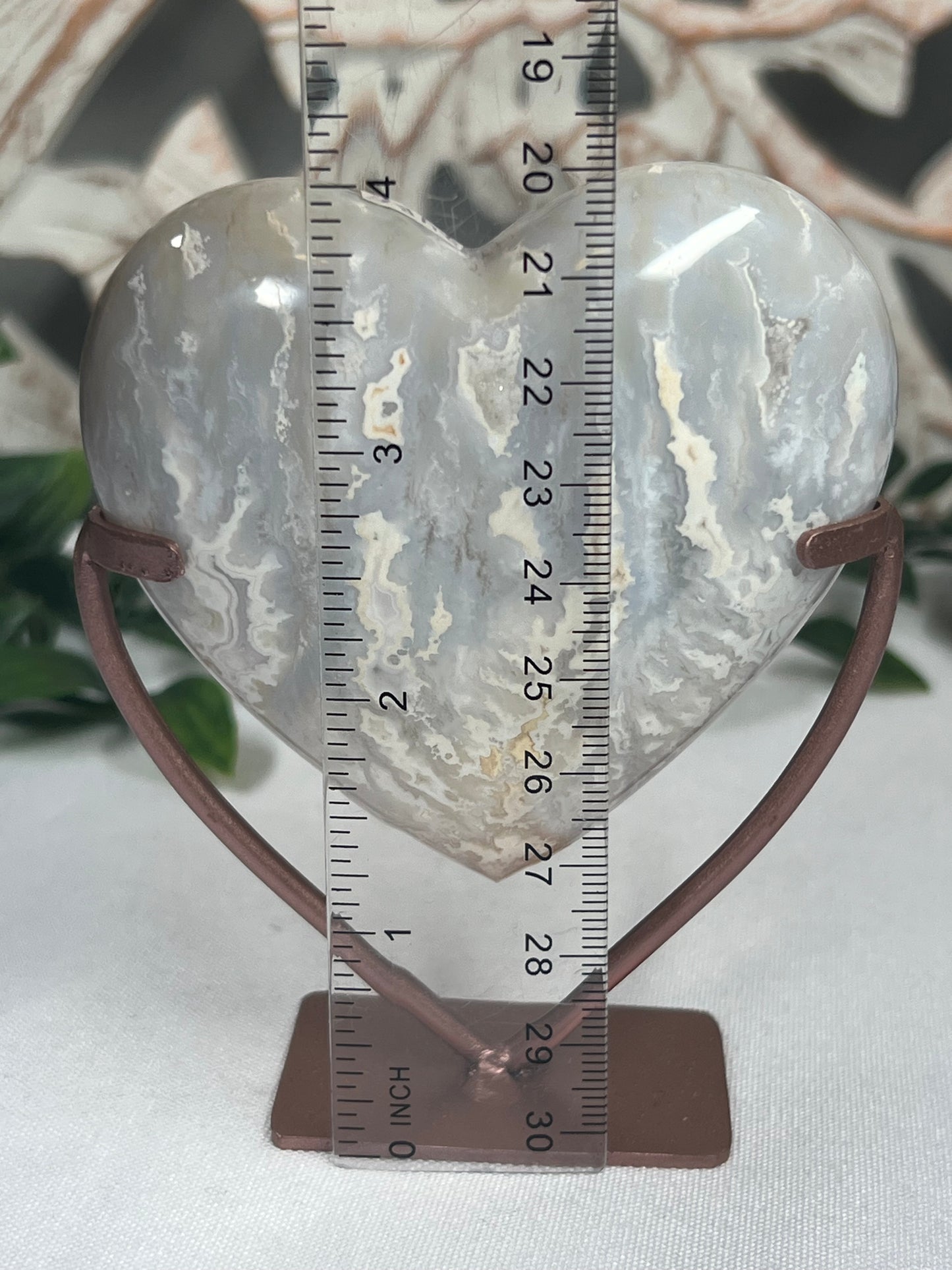 Winter Plume Agate Heart