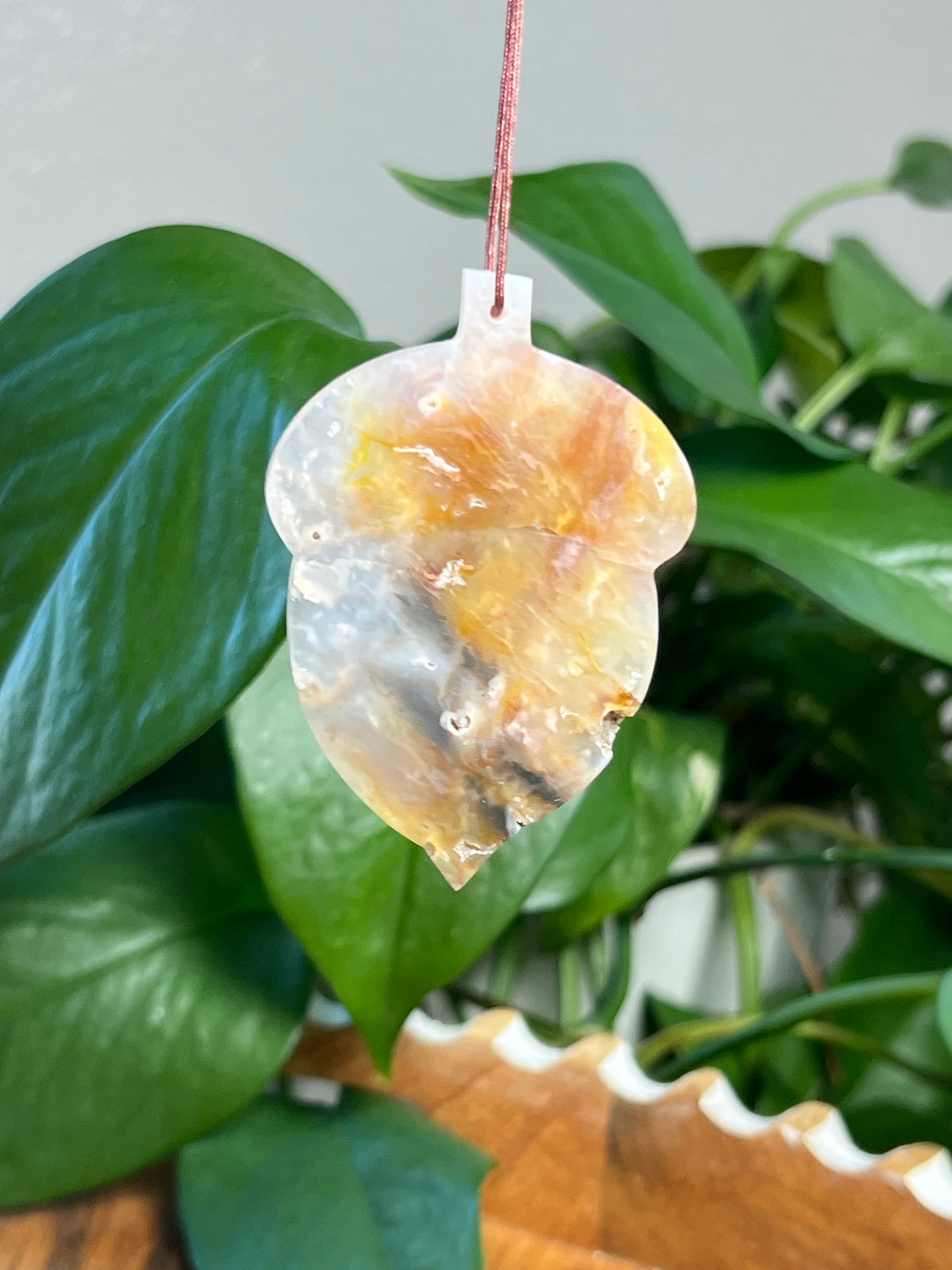 Rainbow Plume Agate Acorn Ornaments