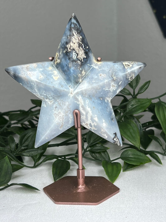 Blue Plume Agate Star