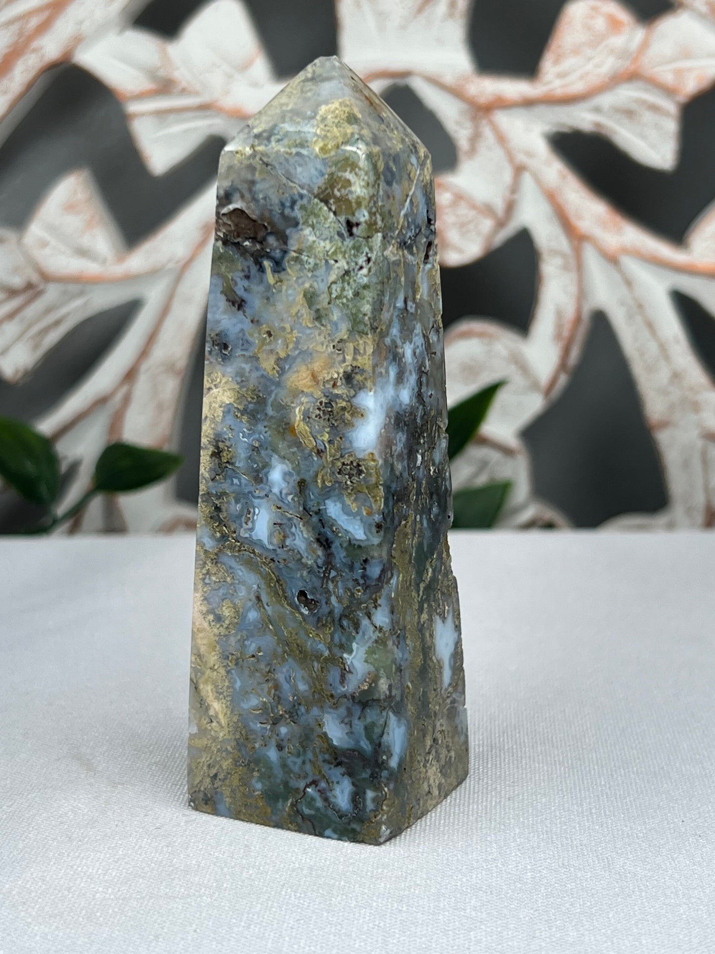 Green Moss Agate Tower