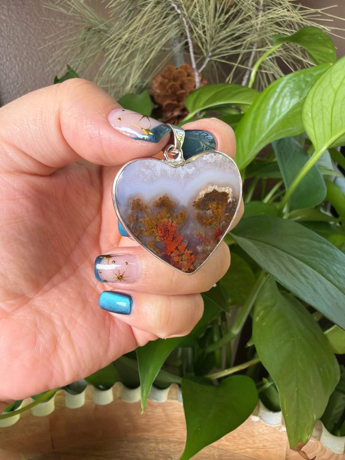 Scenic Moss Agate Heart Pendant