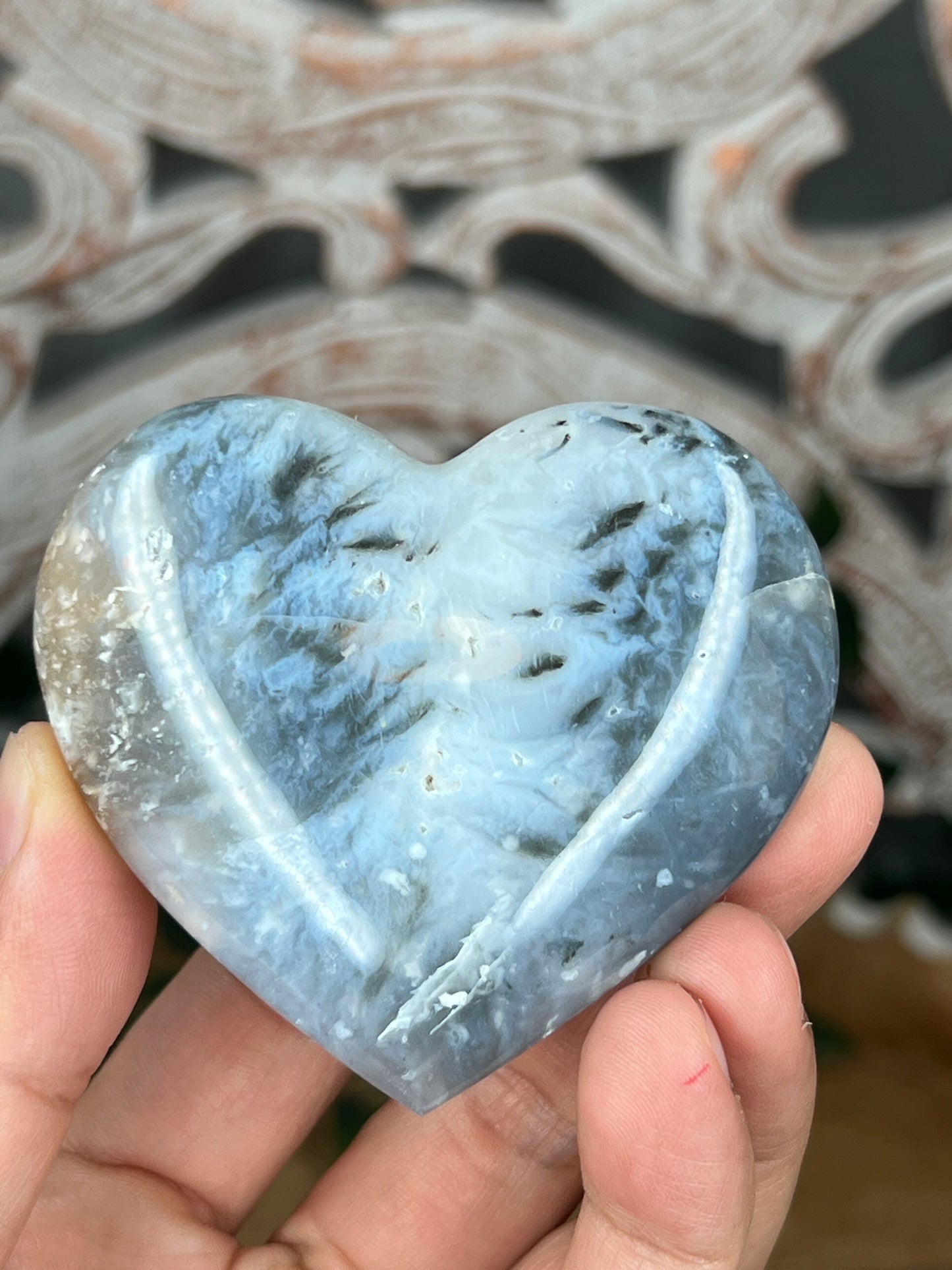 Rainbow Plume Agate Heart