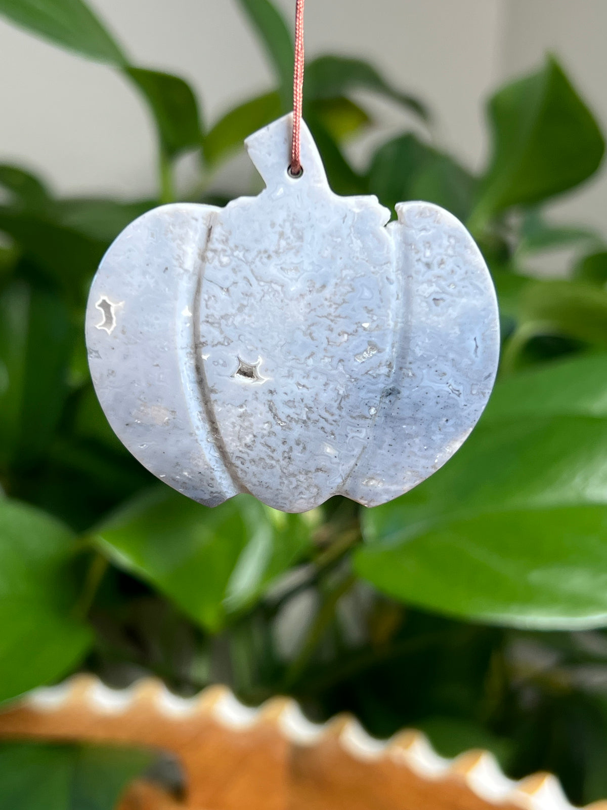 Blue Plume Agate Pumpkin Ornaments
