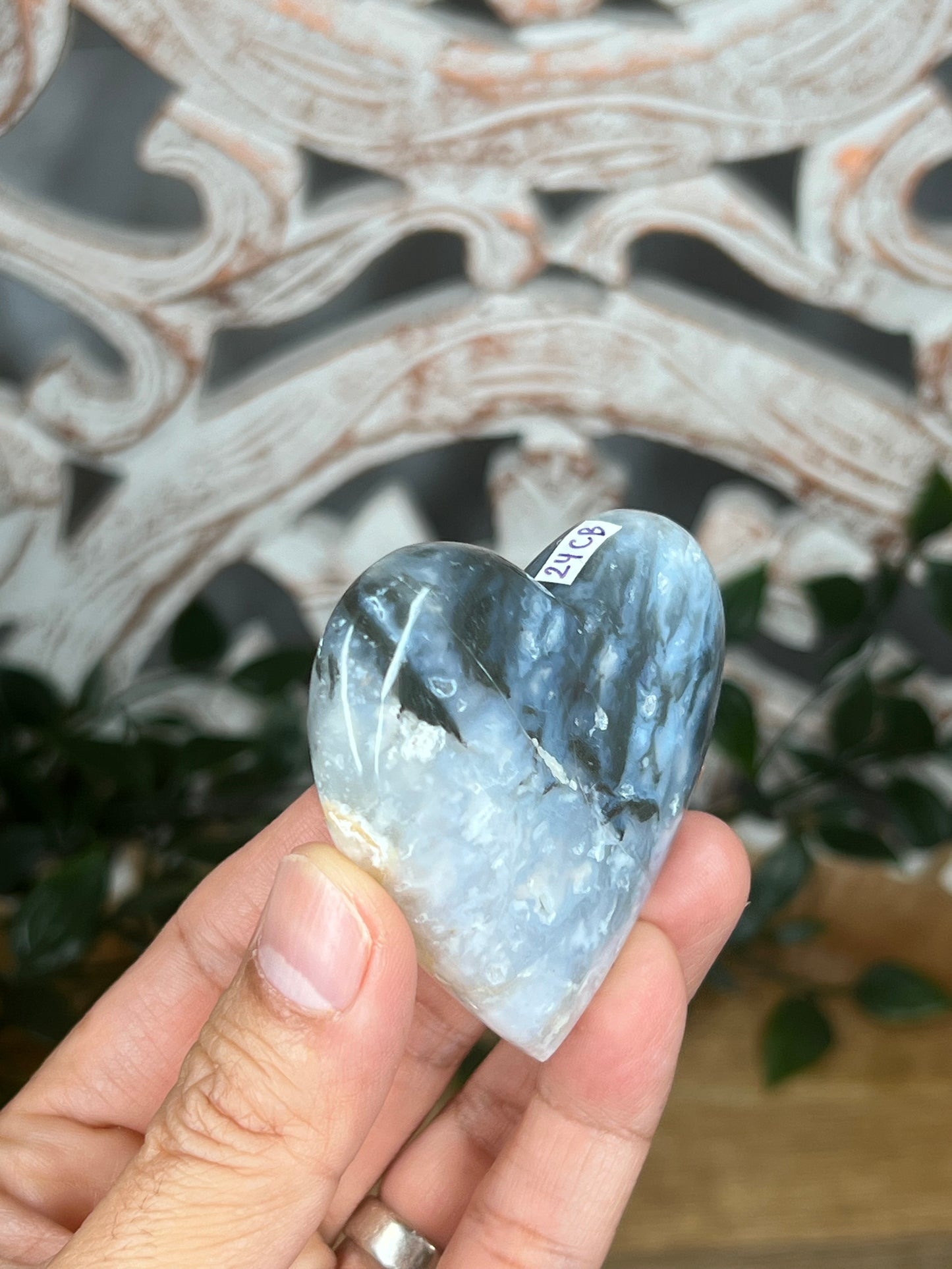 Rainbow Plume Agate Heart