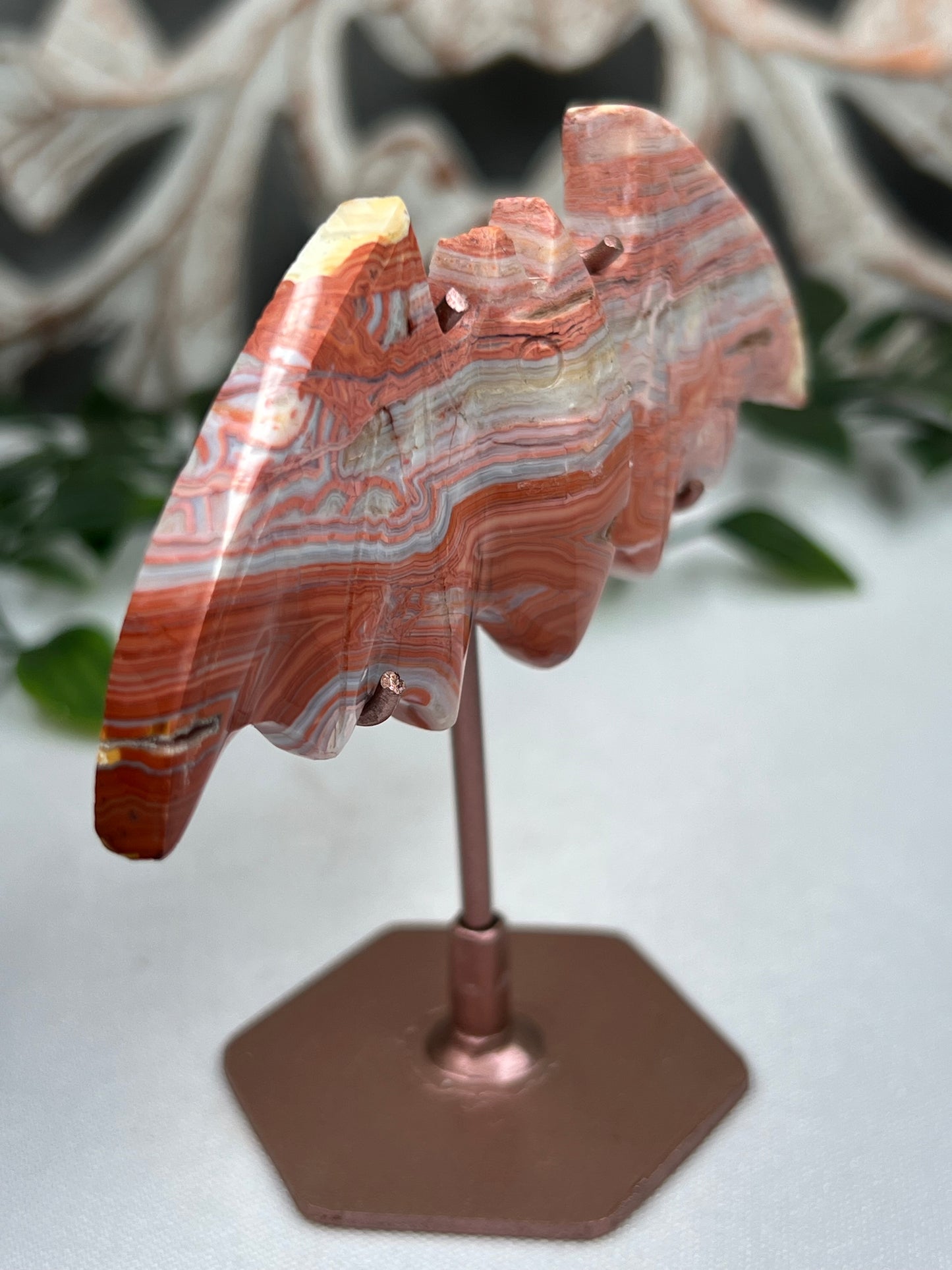 Pink Crazy Lace Agate Bat