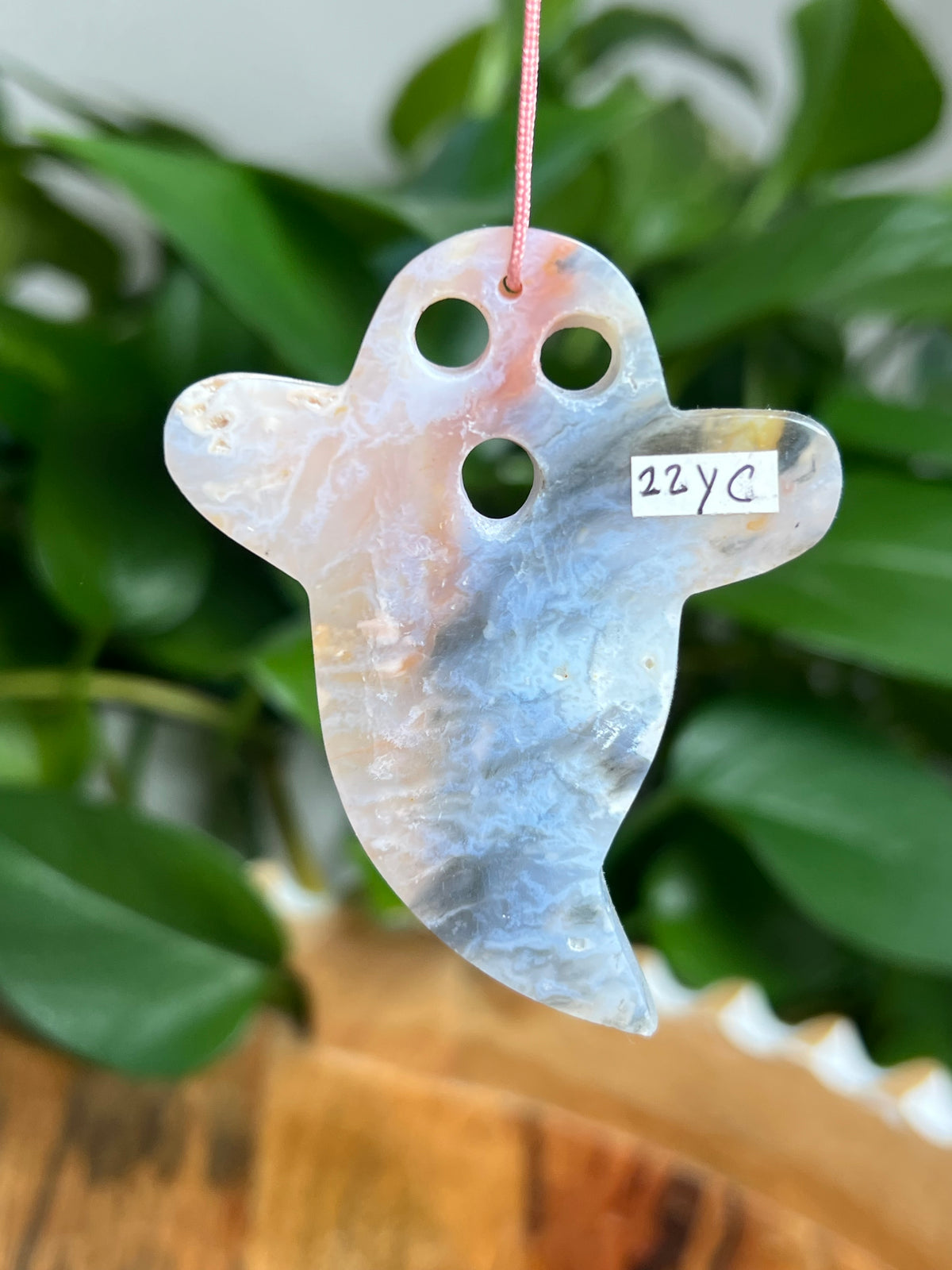 Rainbow Plume Agate Ornament Ghost: YB