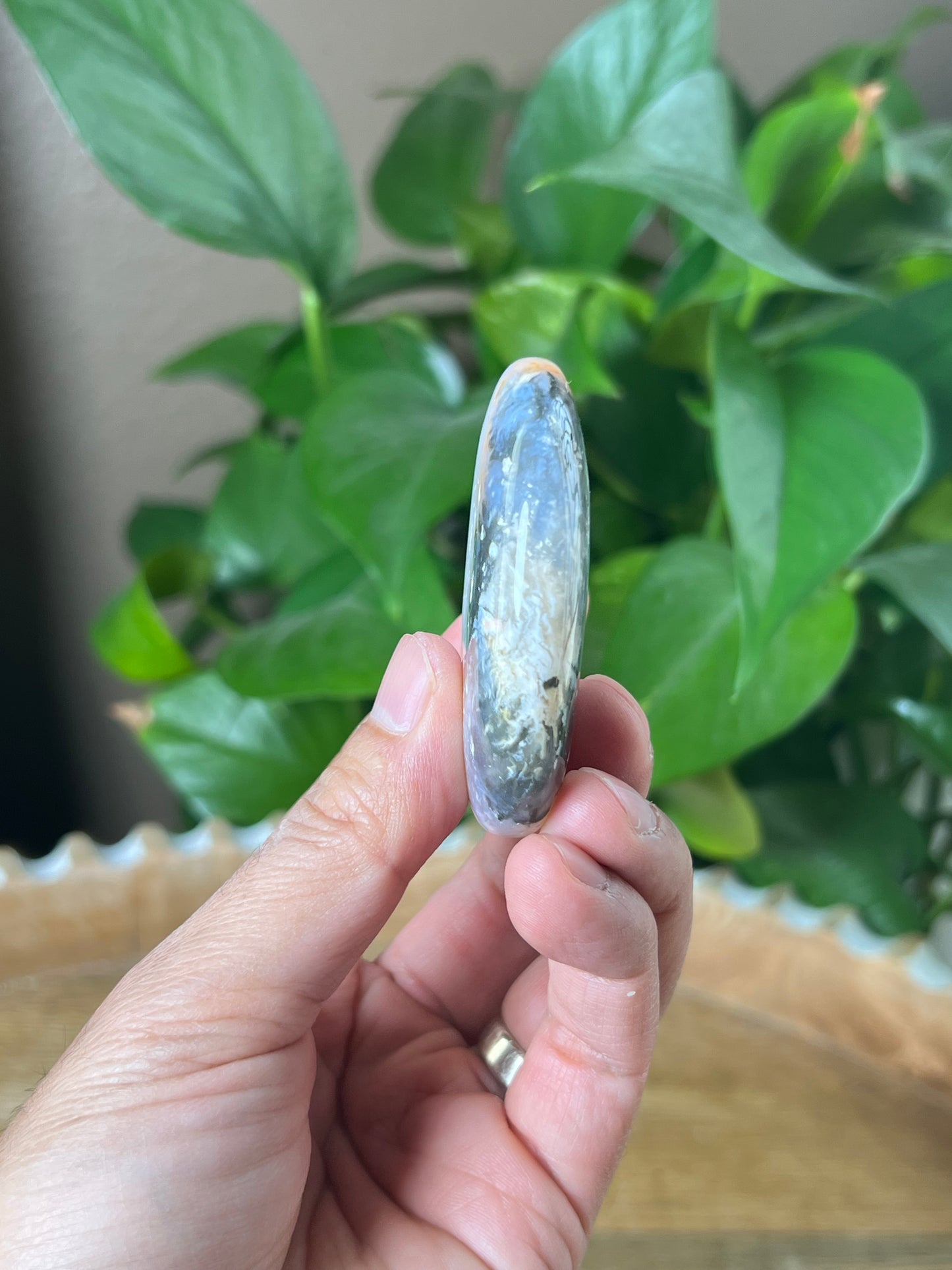 Rainbow Plume Agate Palmstone