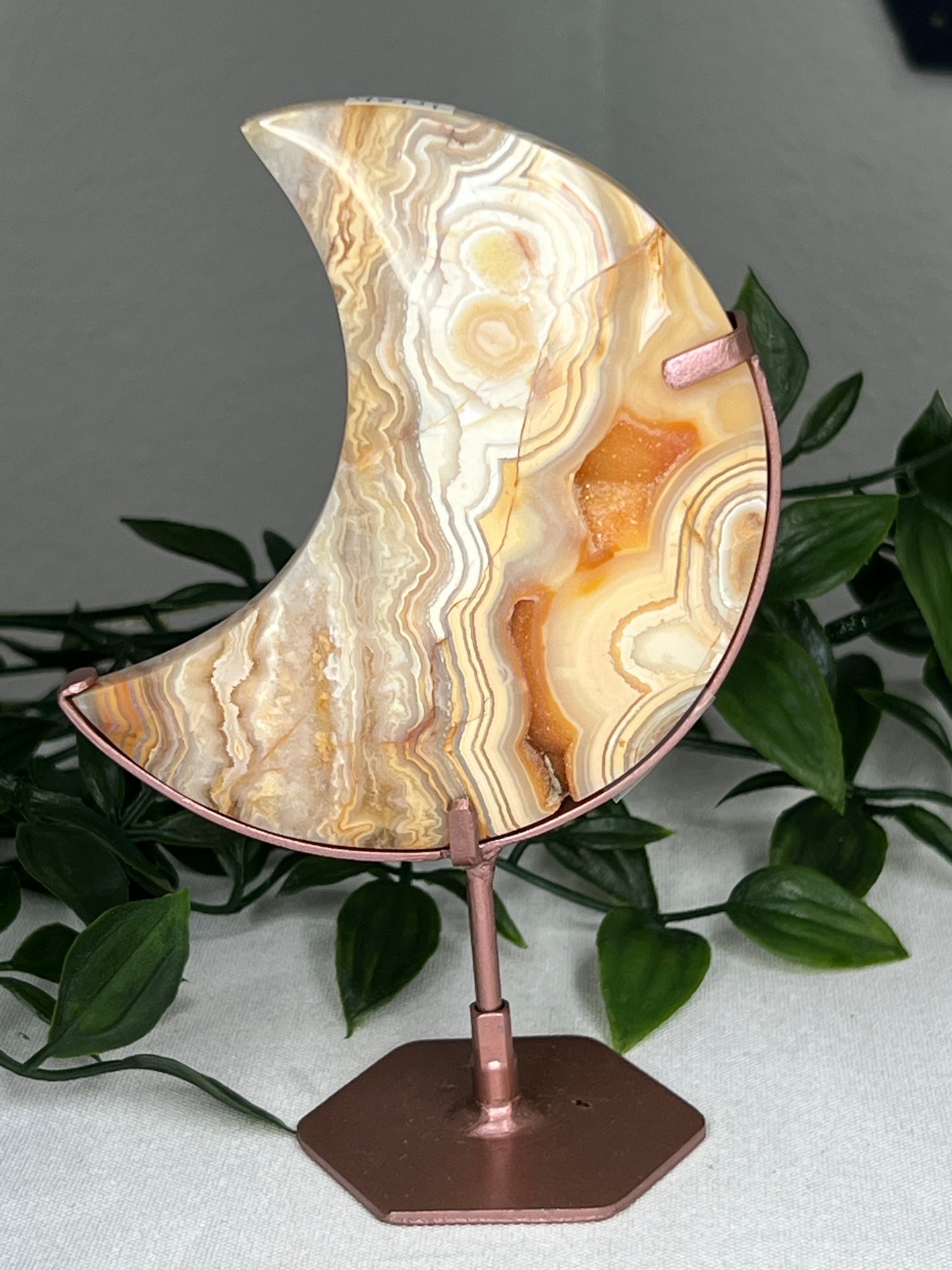 Yellow Crazy Lace Agate Moon