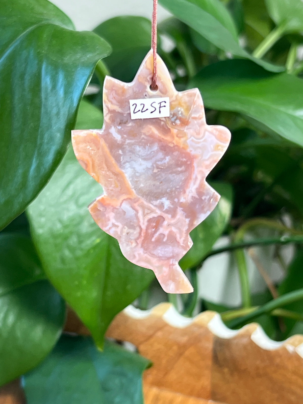 Sumatra Plume Agate Leaf Ornaments