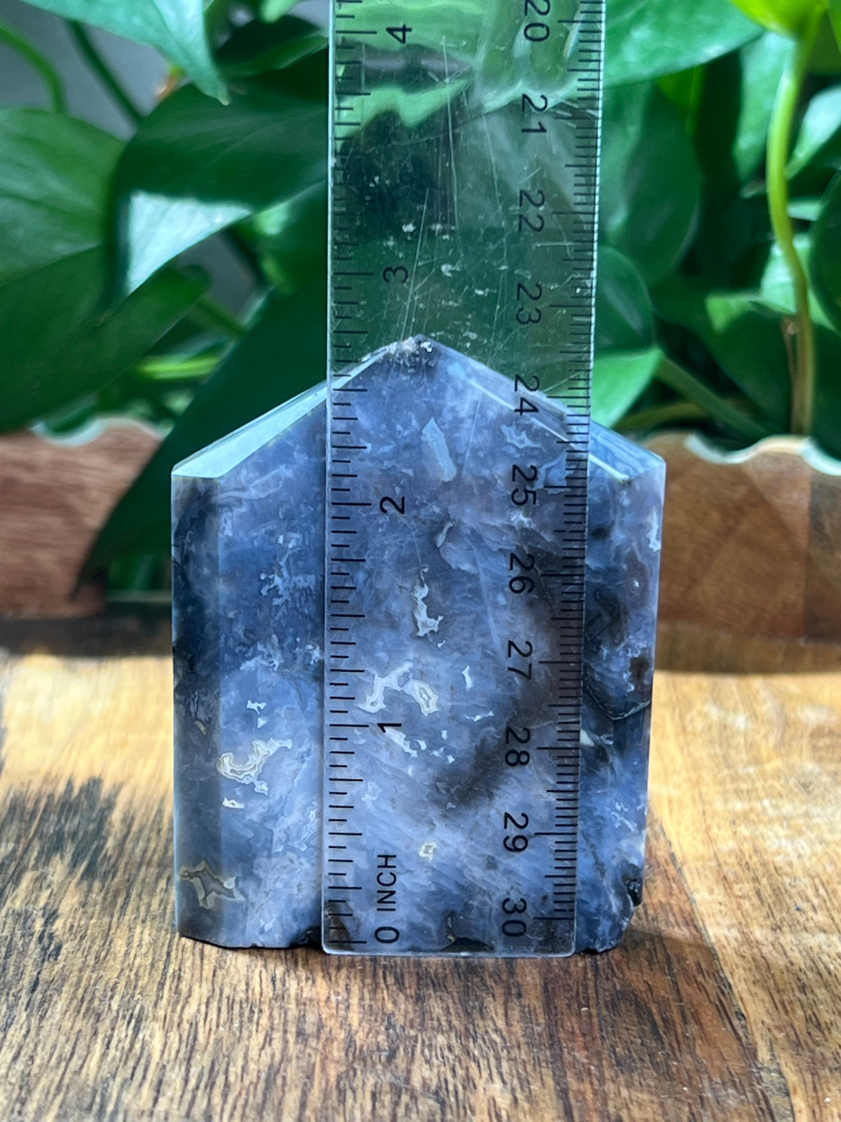 Blue Plume Agate Flat Tower: N