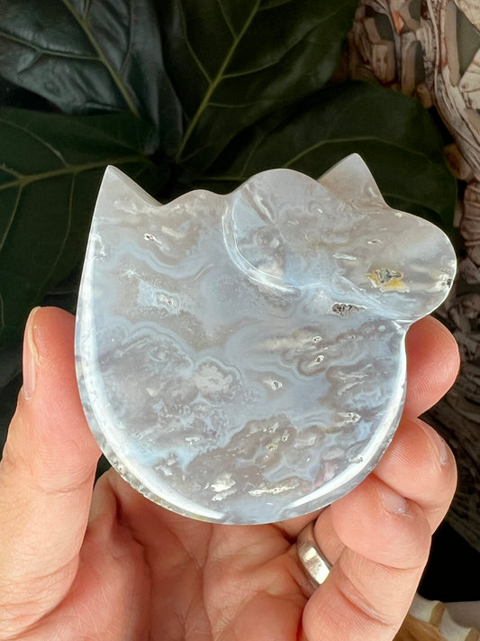 Blue Grey Lace Agate Cat