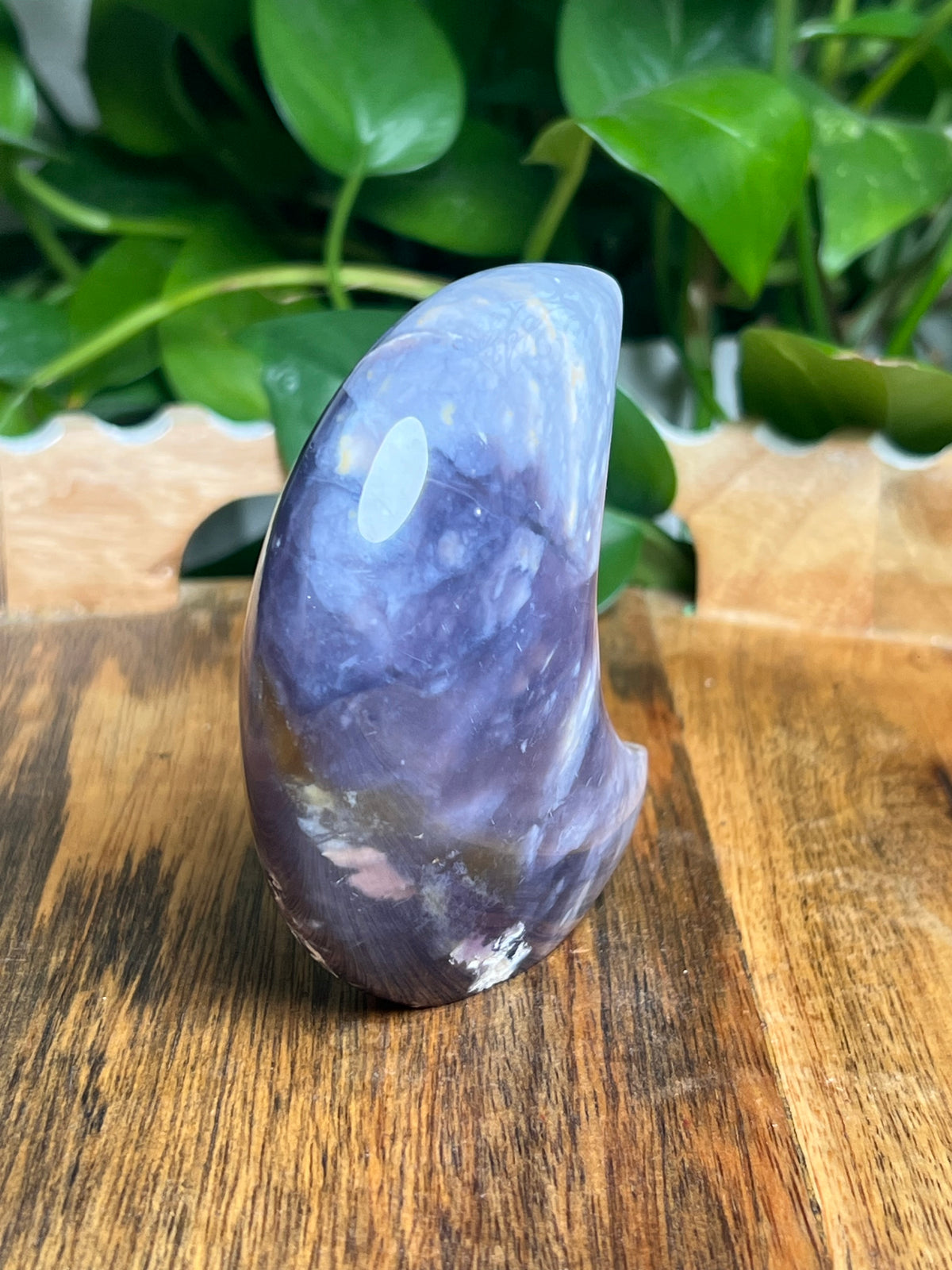 Purple Chalcedony Self-Standing Moon: AA