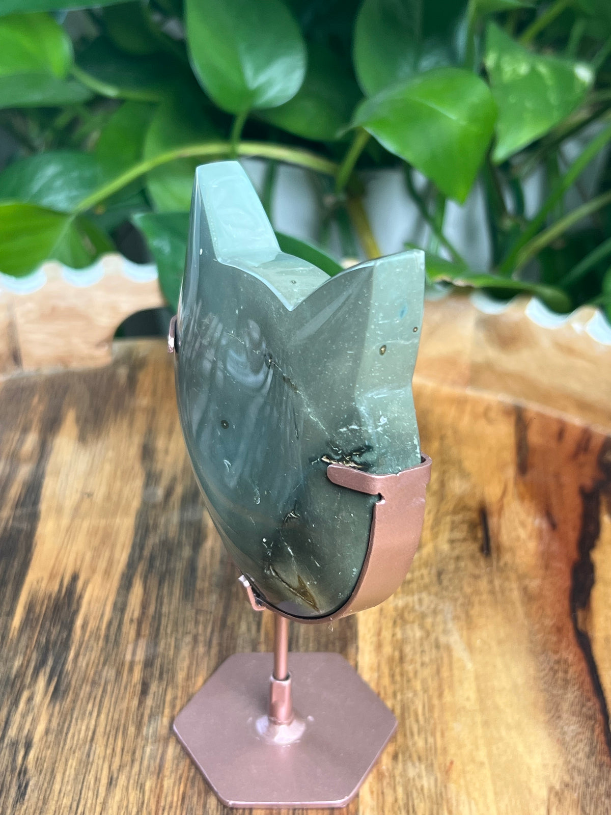 Blue Green Jasper Cat Head: X