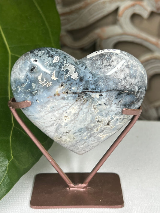Blue Plume Agate Heart