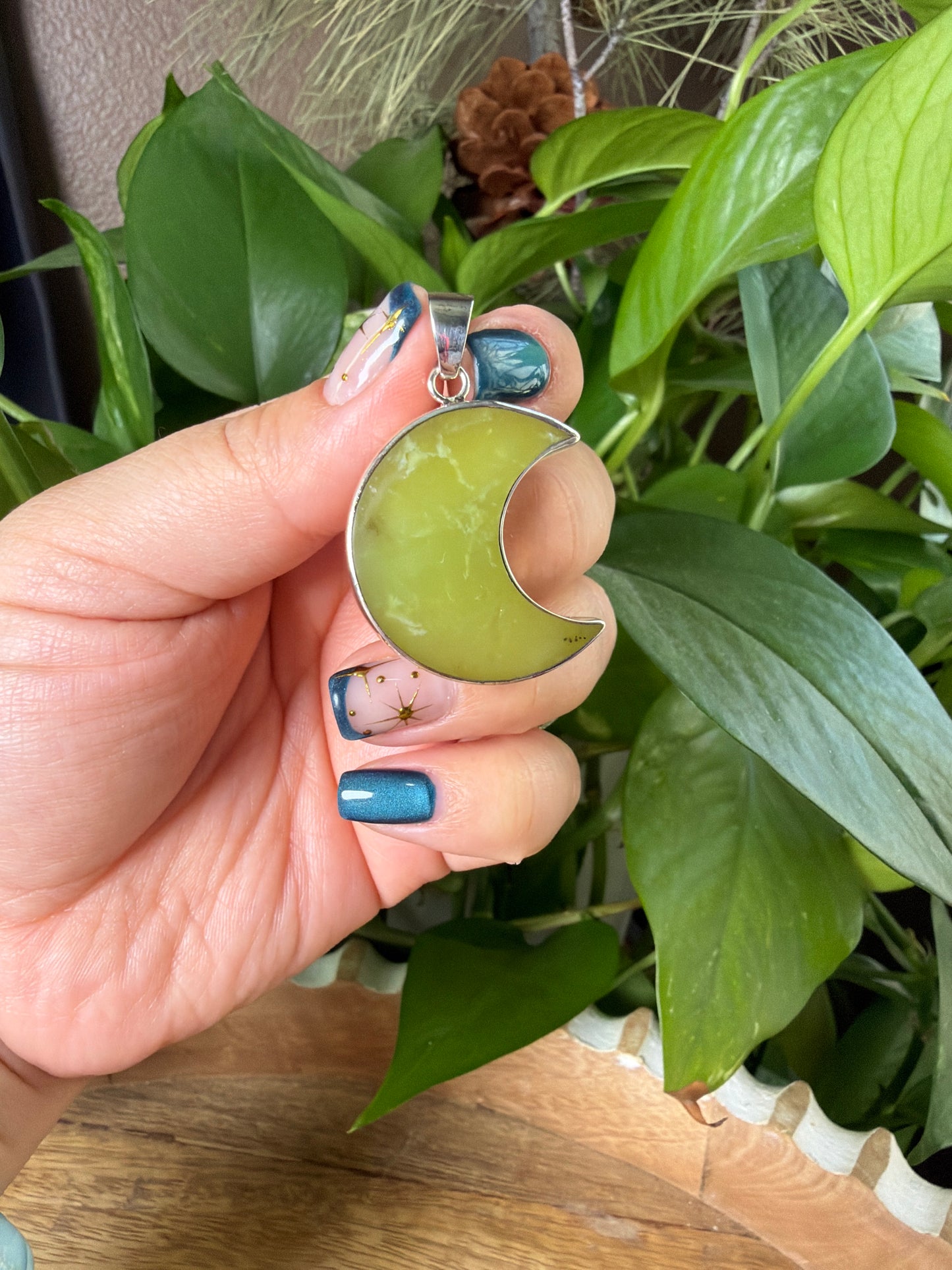 Idocrase Moon Pendant