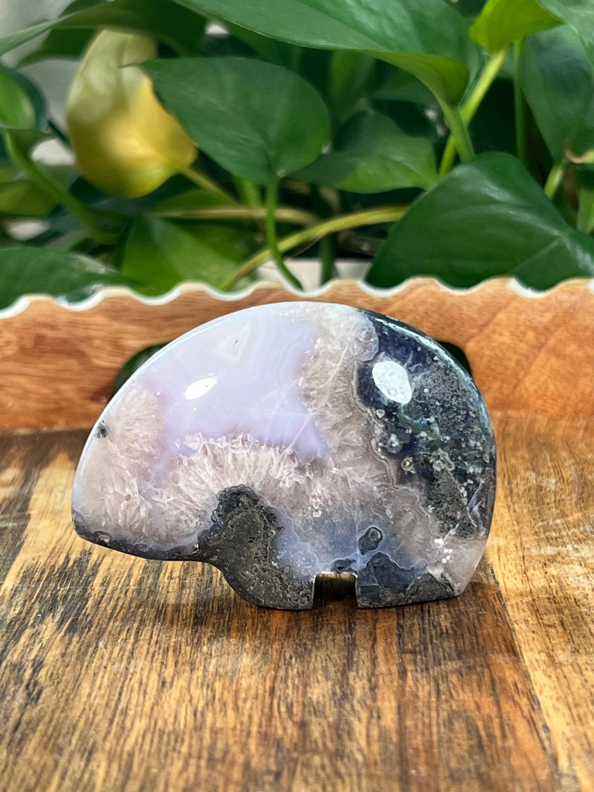 Green Moss Agate + Purple Chalcedony Bears