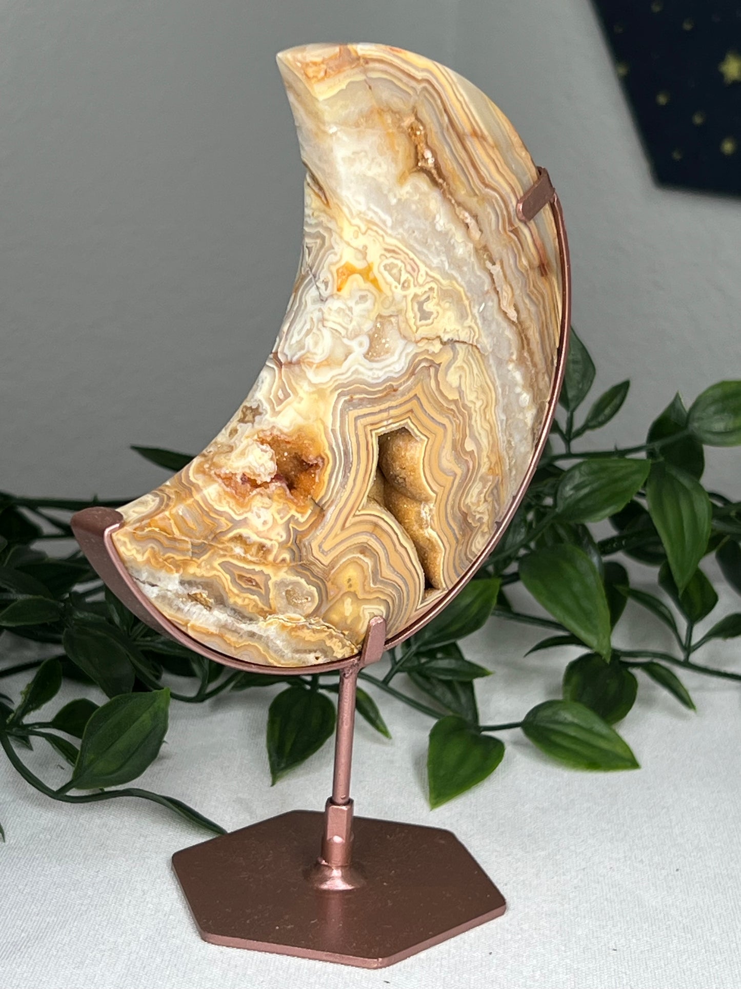 Yellow Crazy Lace Agate Moon