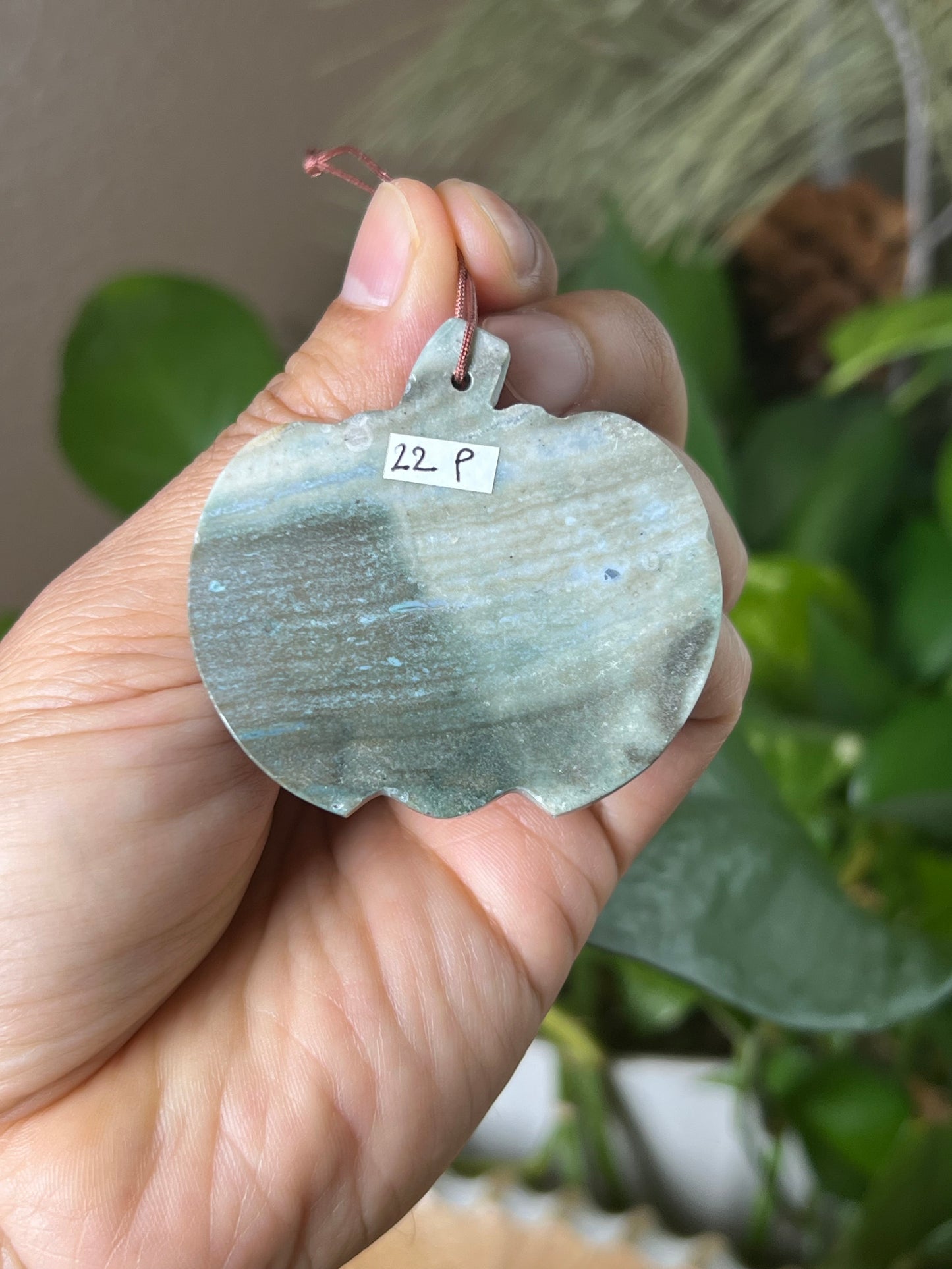 Blue Green Jasper Pumpkin Ornament