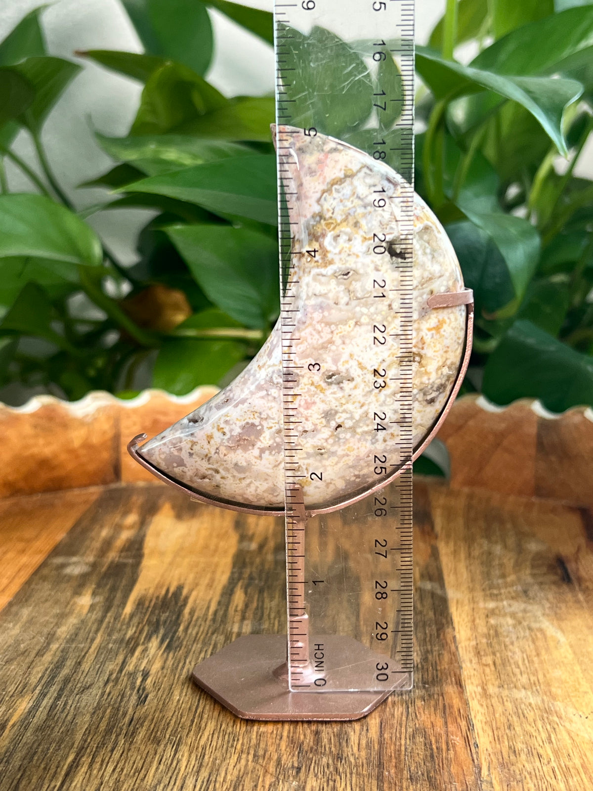Sea Jasper On Metal Stand Puffy Moon: PB