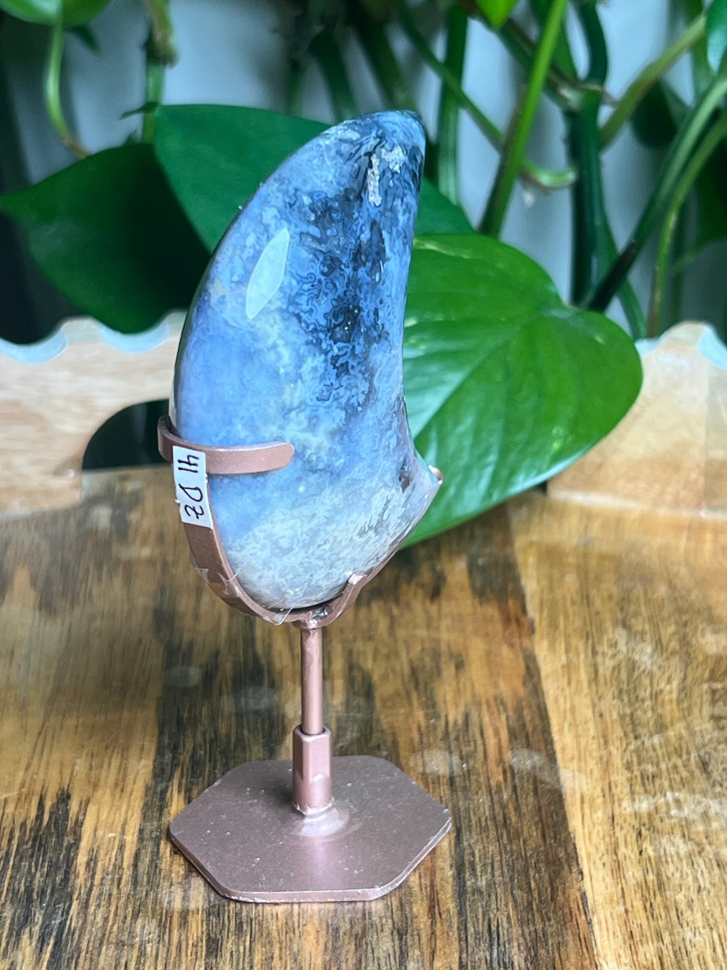 Blue Plume Agate Mini Puffy Moon: DZ