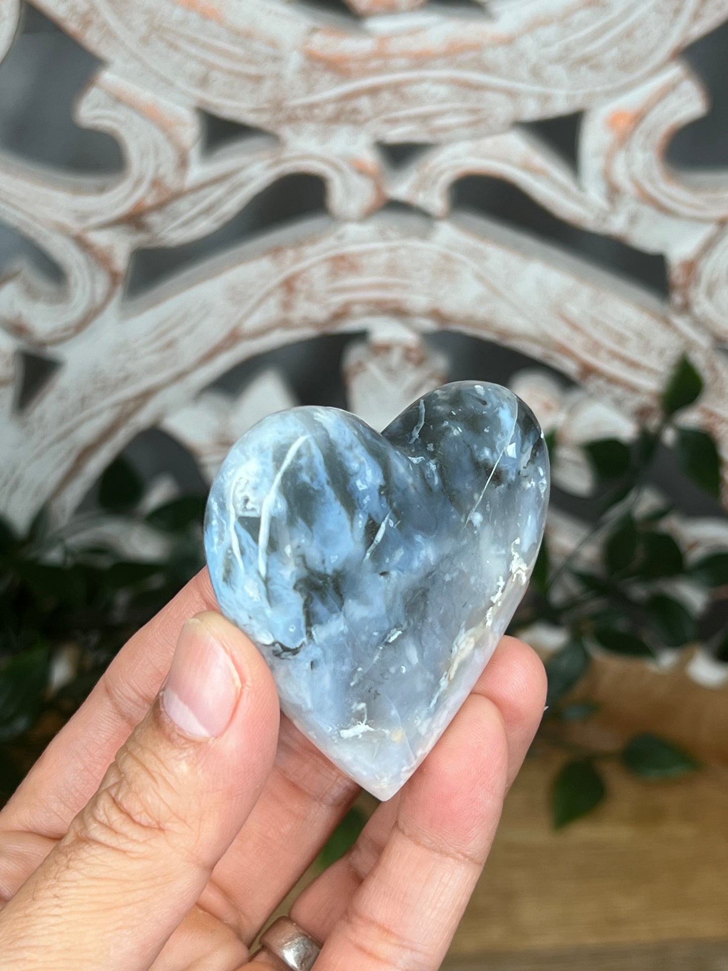 Rainbow Plume Agate Heart