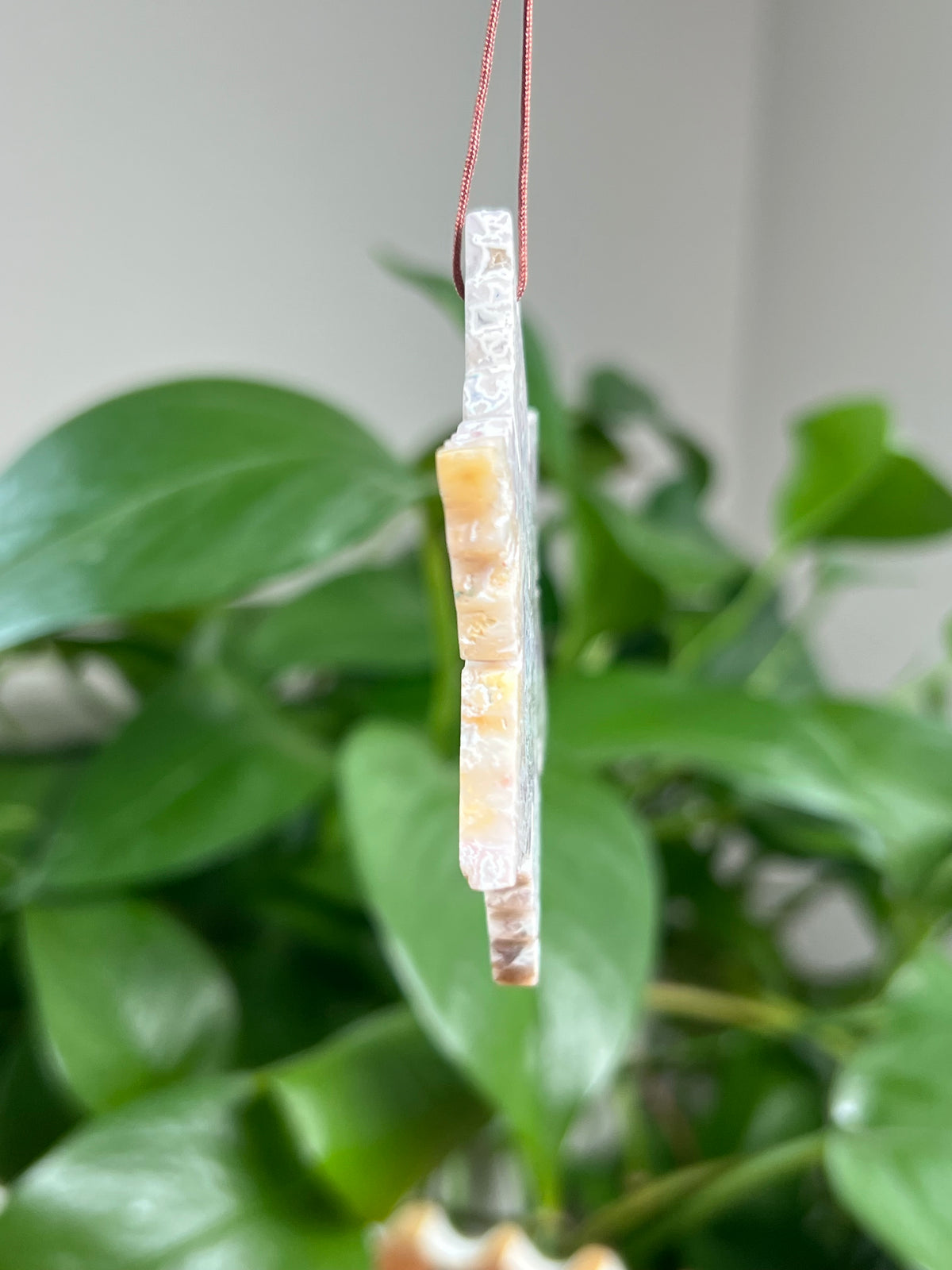 Sumatra Plume Agate Ornament Snowflake: PV
