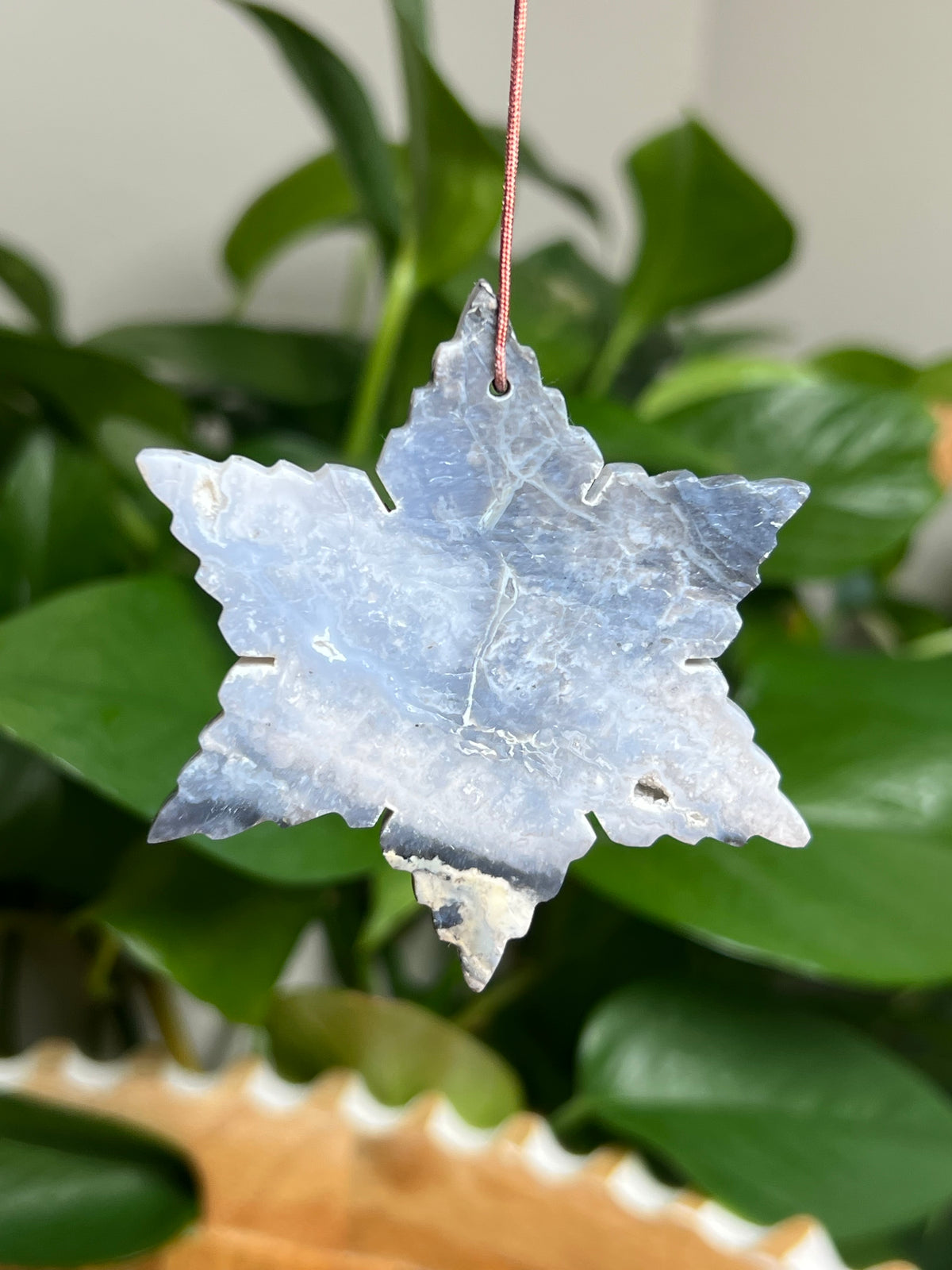 Blue Plume Agate Ornament Snowflake: A
