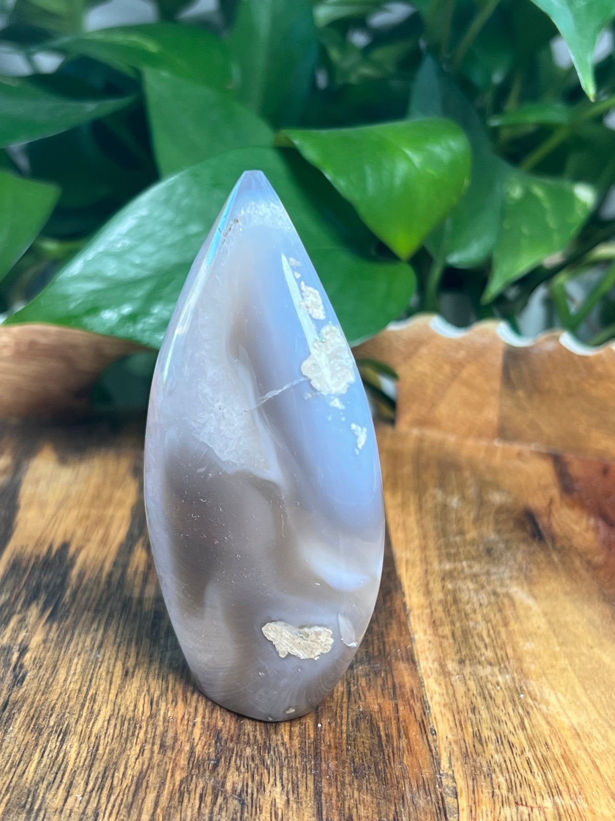 Blue Grey Lace Agate Flame: H