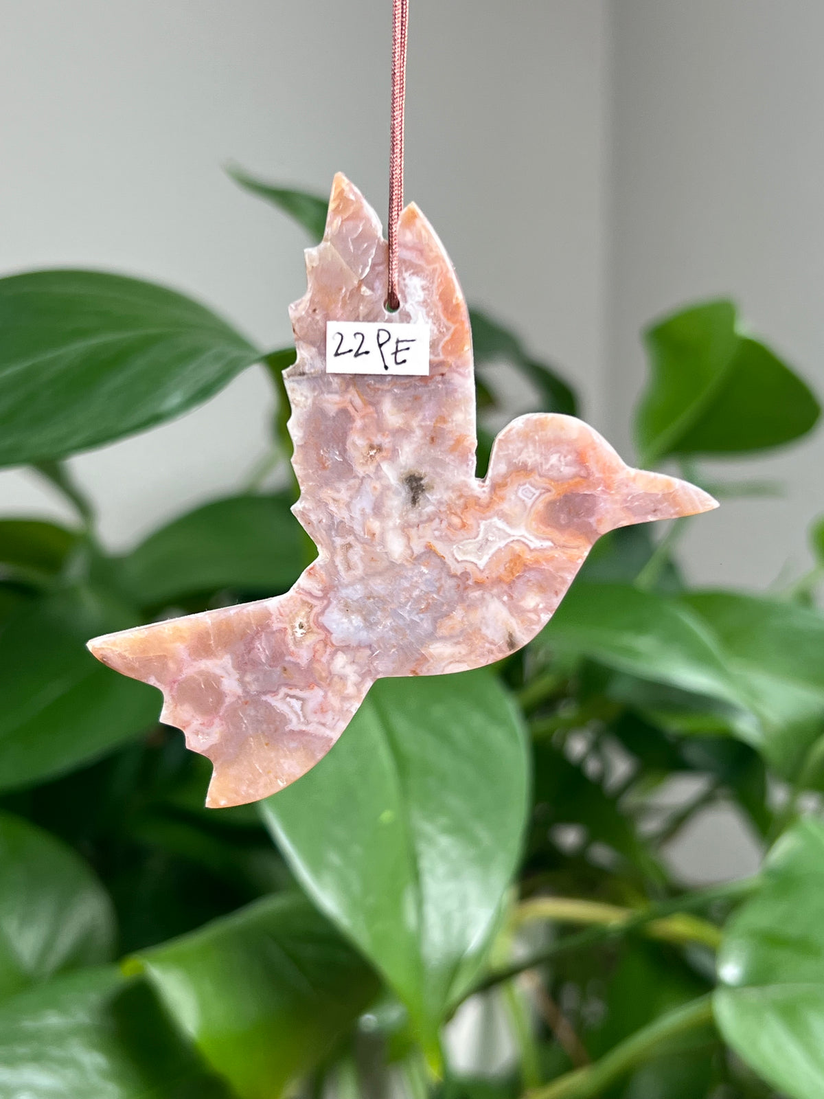 Sumatra Plume Agate Ornament Hummingbird: PE